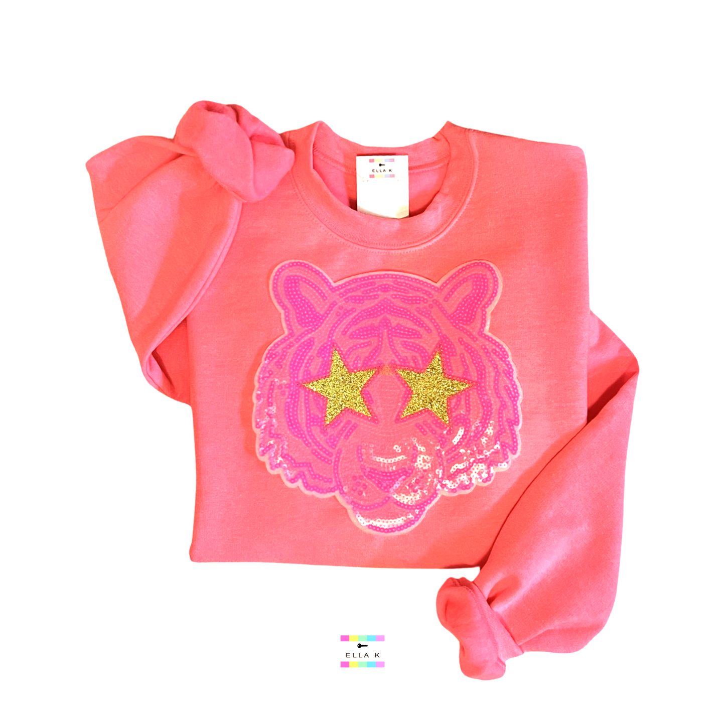 LSU Pink Starry-Eyed Tiger Sweatshirt