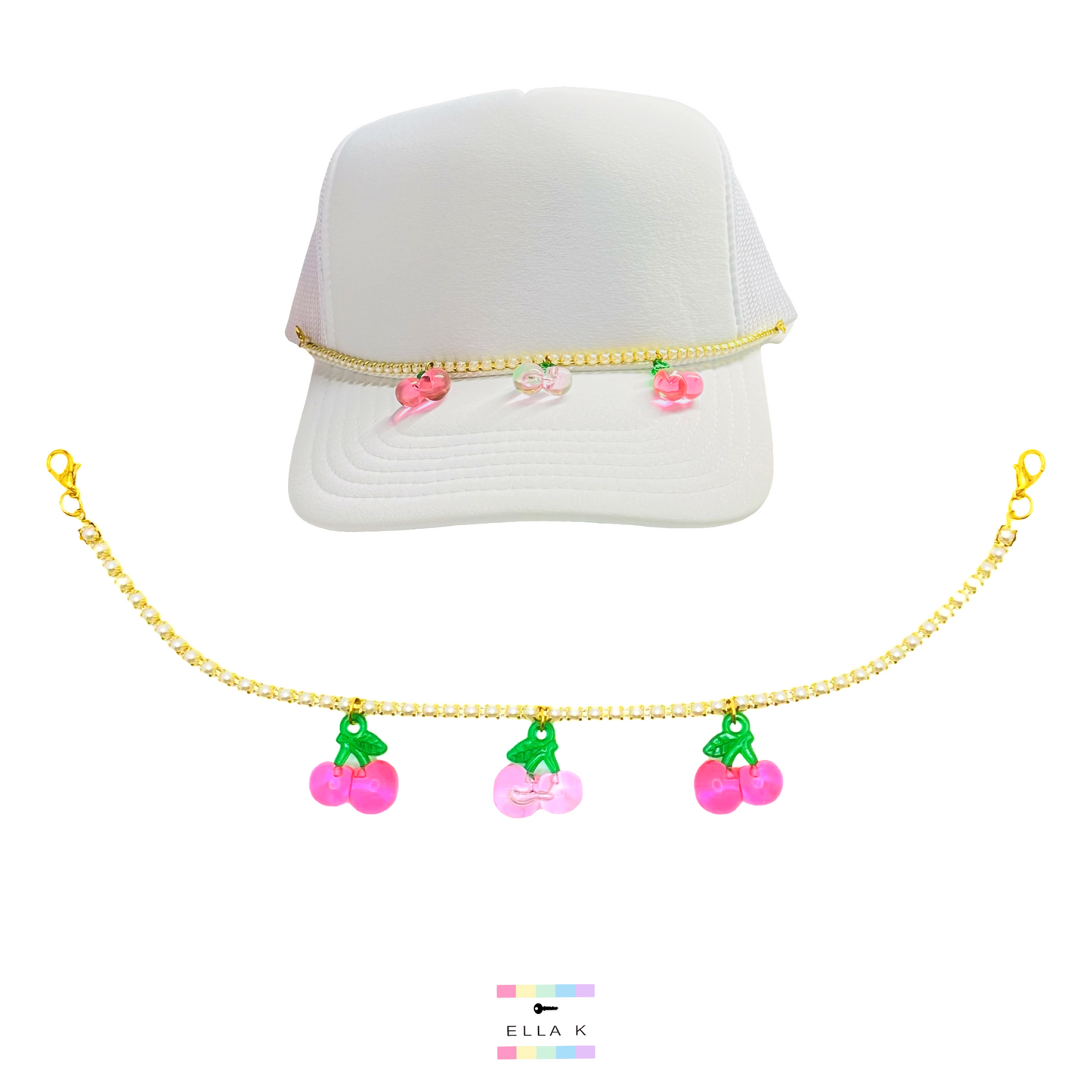 Cherry Pearl Trucker Hat Chain