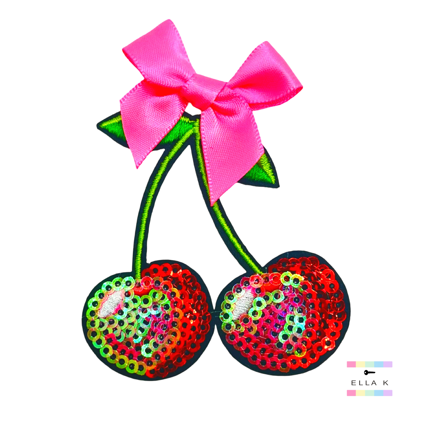 Coquette Bow & Sequin Cherrries White Trucker Hat
