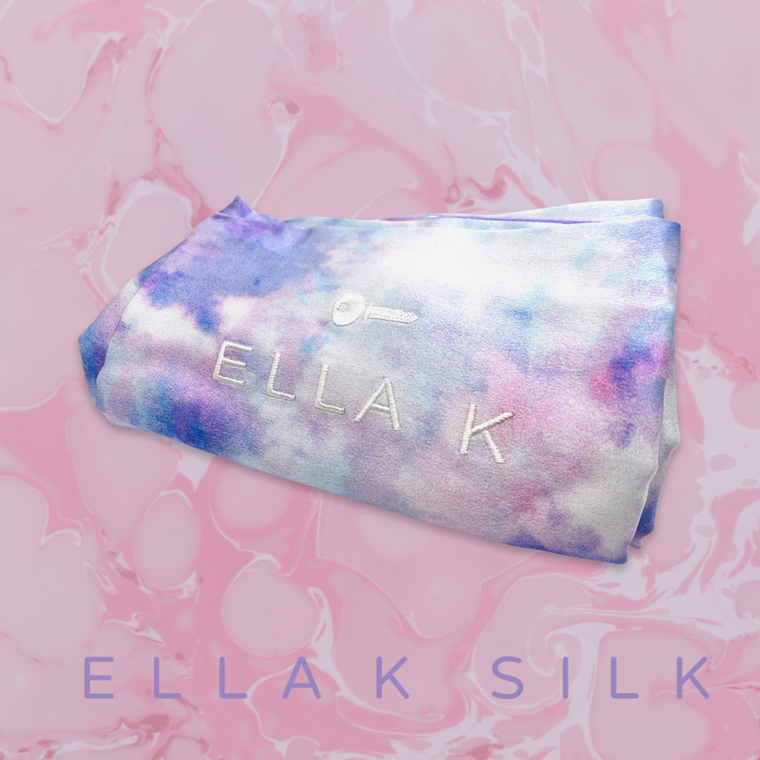 Ella K 100% Pure Mulberry Silk Pillowcase - Queen Size - Purple Clouds