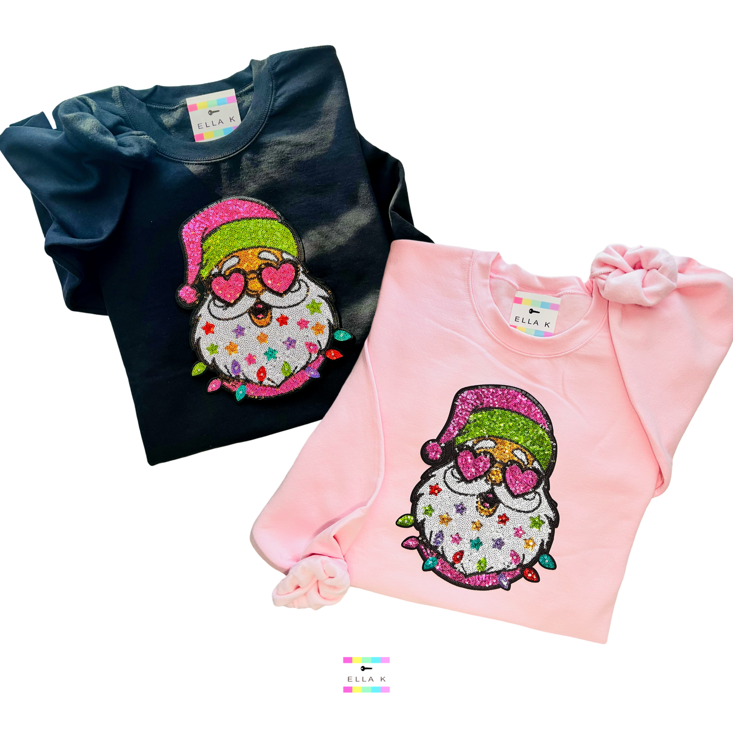 Pink Sequin Santa Shades Christmas Sweatshirt