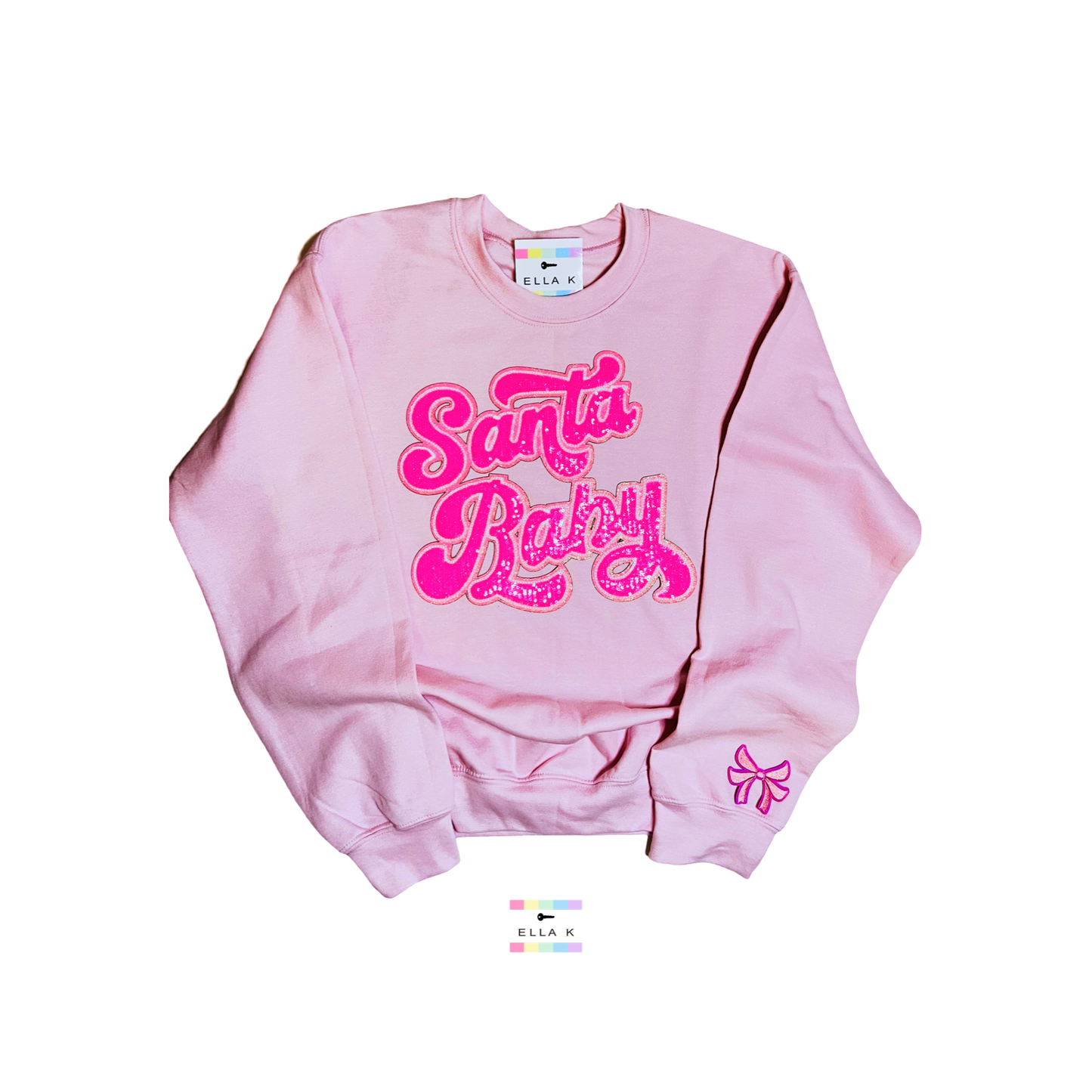 Pink Sequin Santa Baby Christmas Pullover