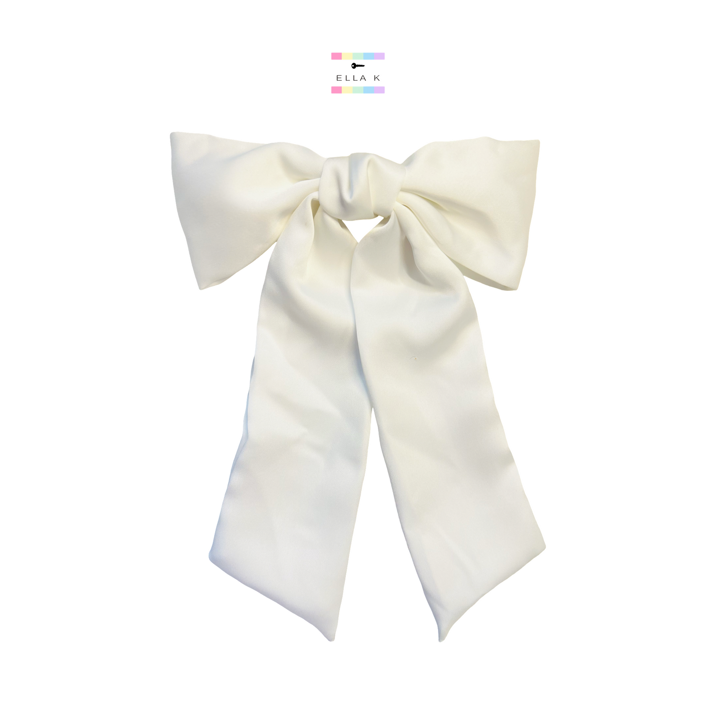 Luxe White Satin Hair Bow Barrette