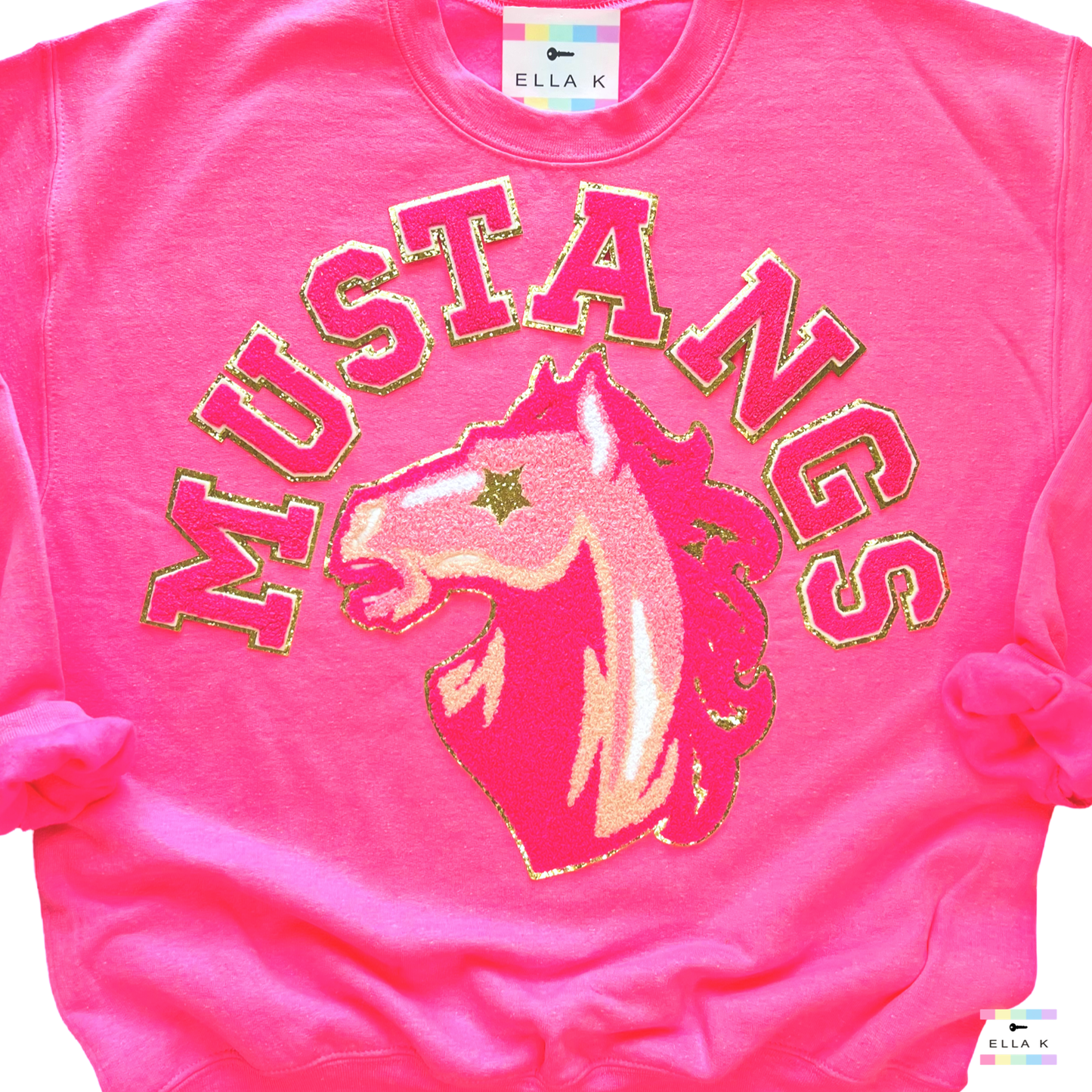 West Jones Mustangs Preppy Pink Varsity Pullover