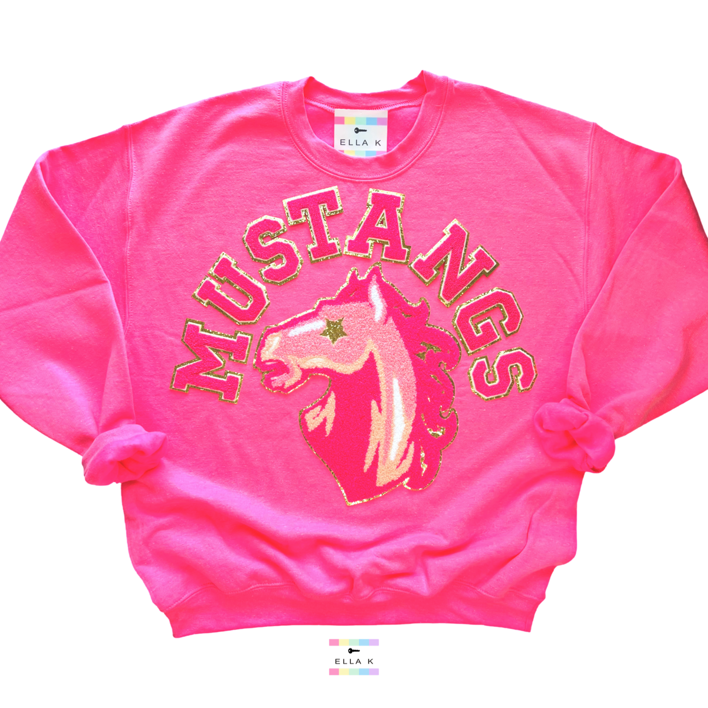 West Jones Mustangs Preppy Pink Varsity Pullover
