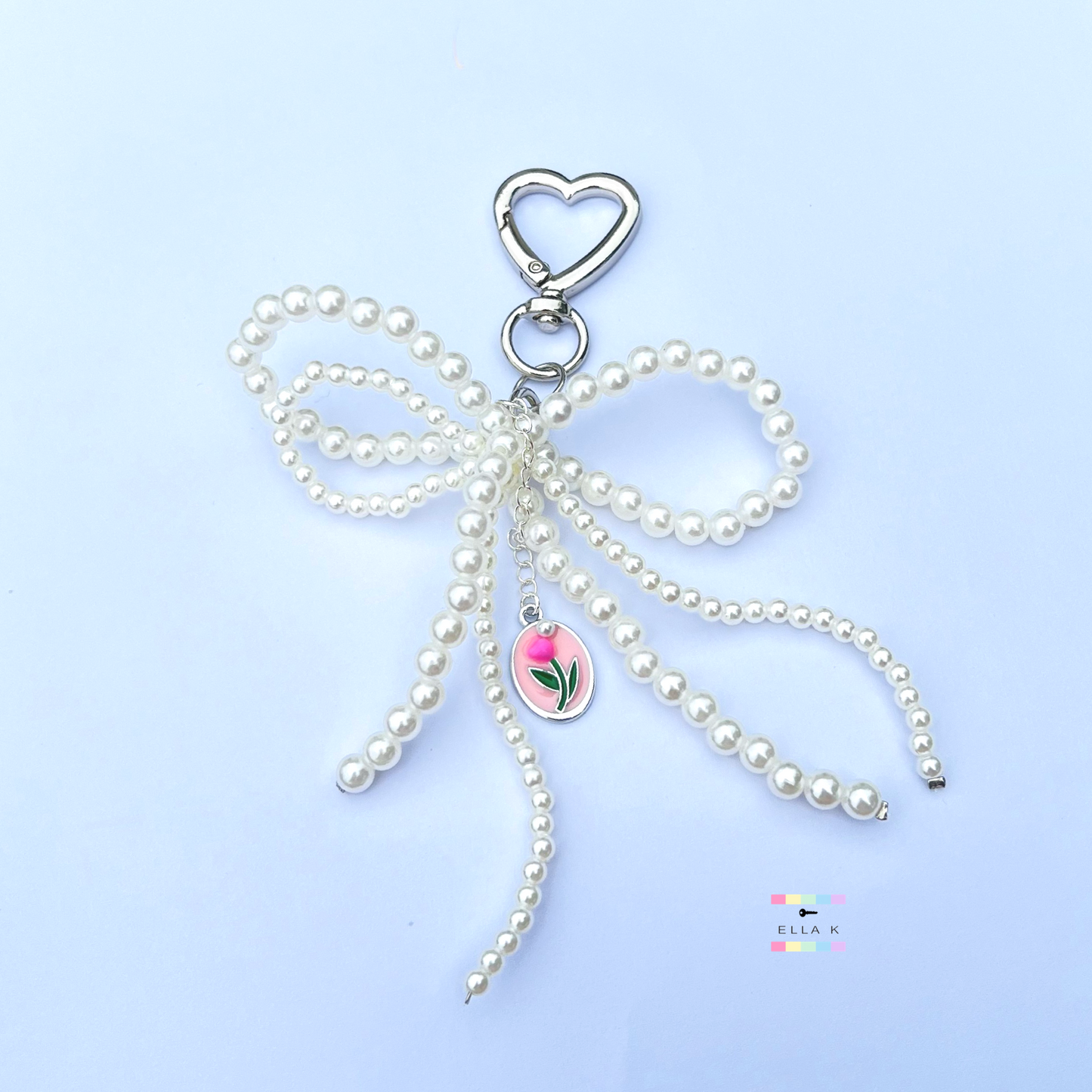 Faux Pearl Coquette Bow Tulip Cup Charm