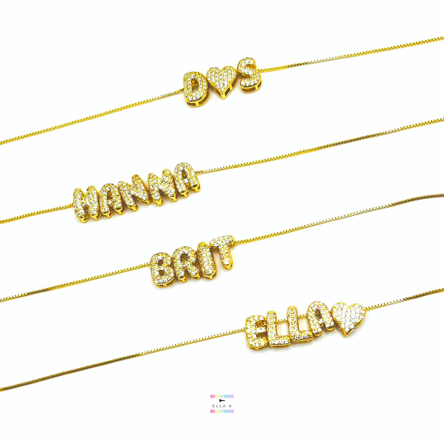Mini Custom Bubble Letter Name Necklace