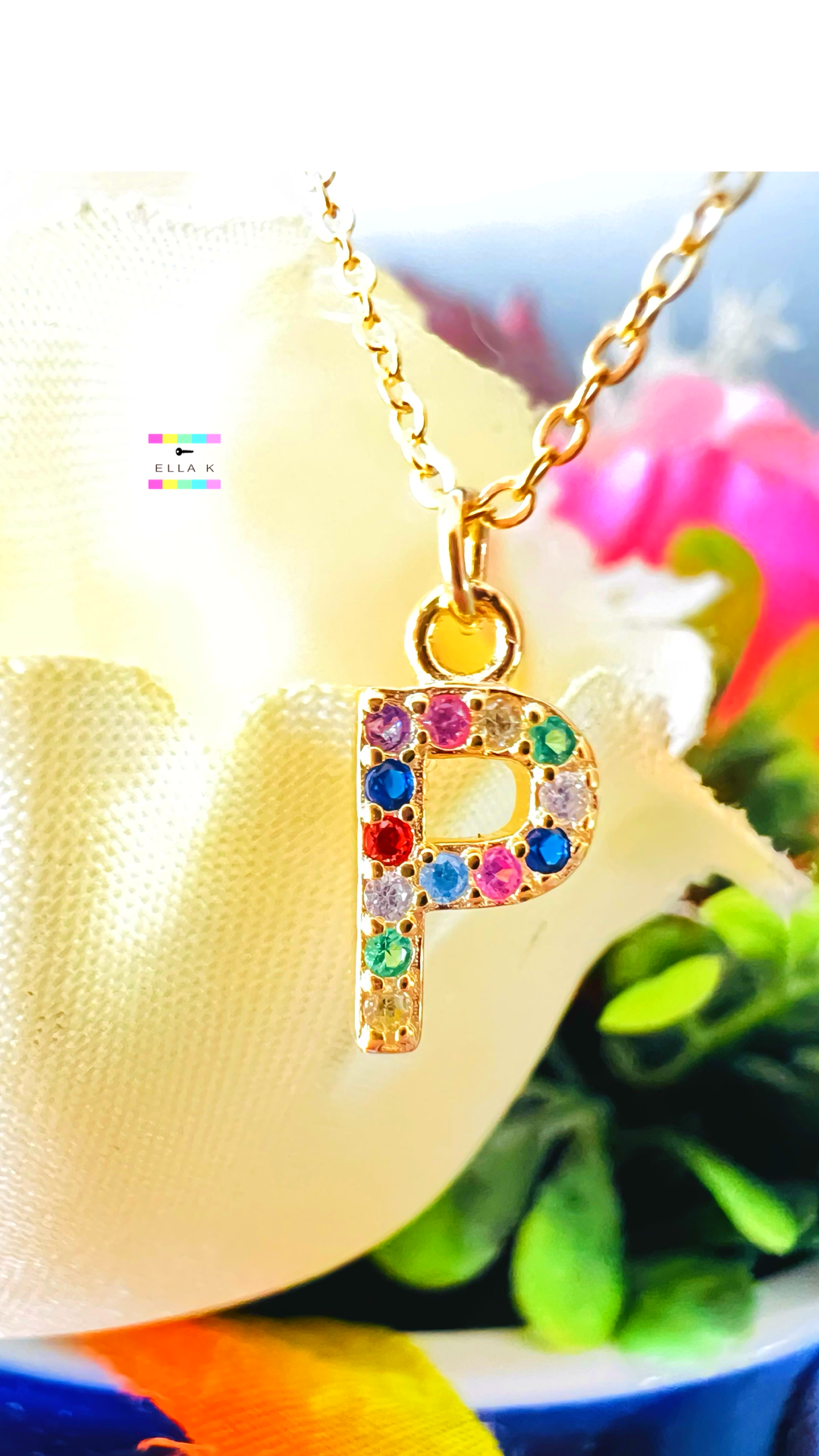 Rainbow Mini Initial Necklace