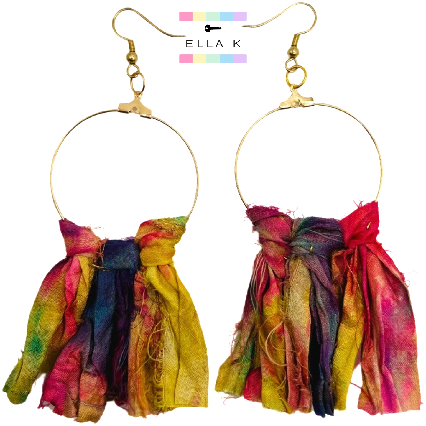 Sari Silk Hoop Earrings