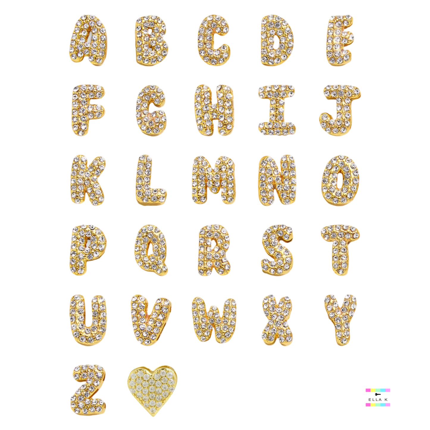 Bubble Letter Mini Pave Initial Necklace