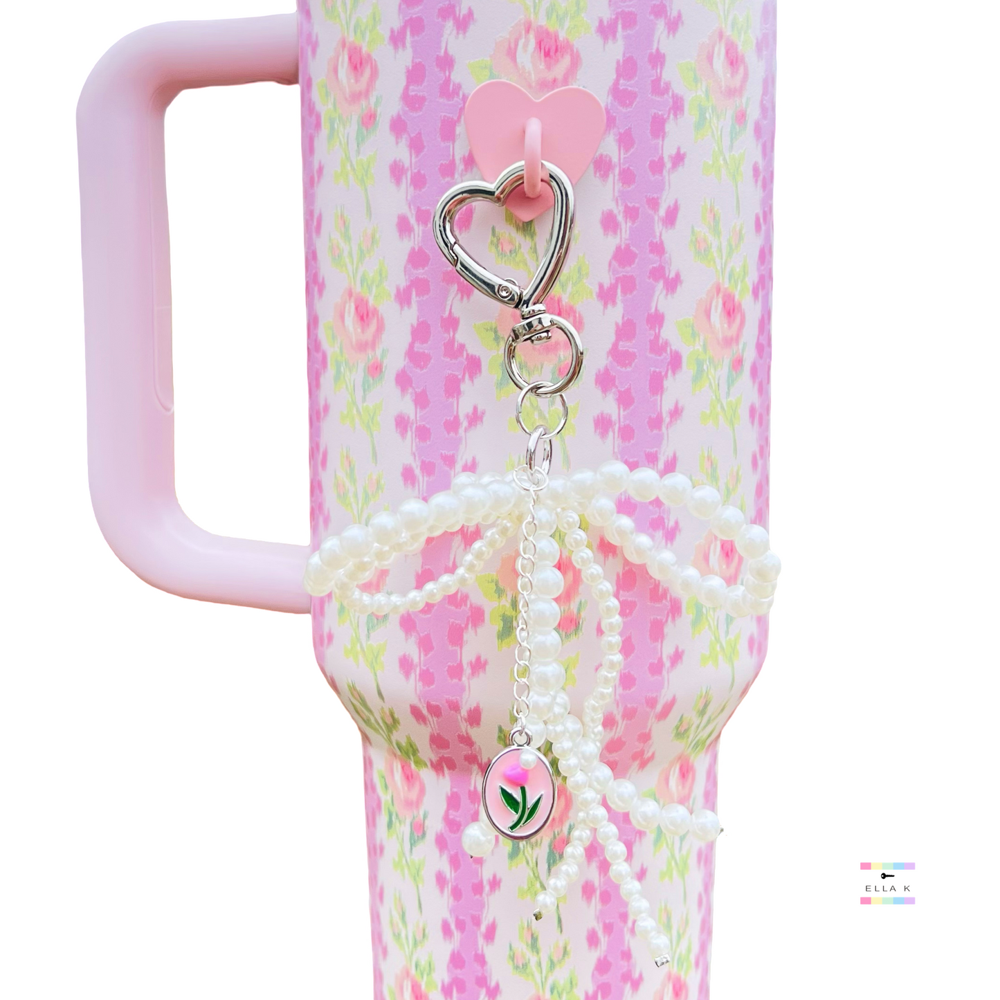Faux Pearl Coquette Bow Tulip Cup Charm