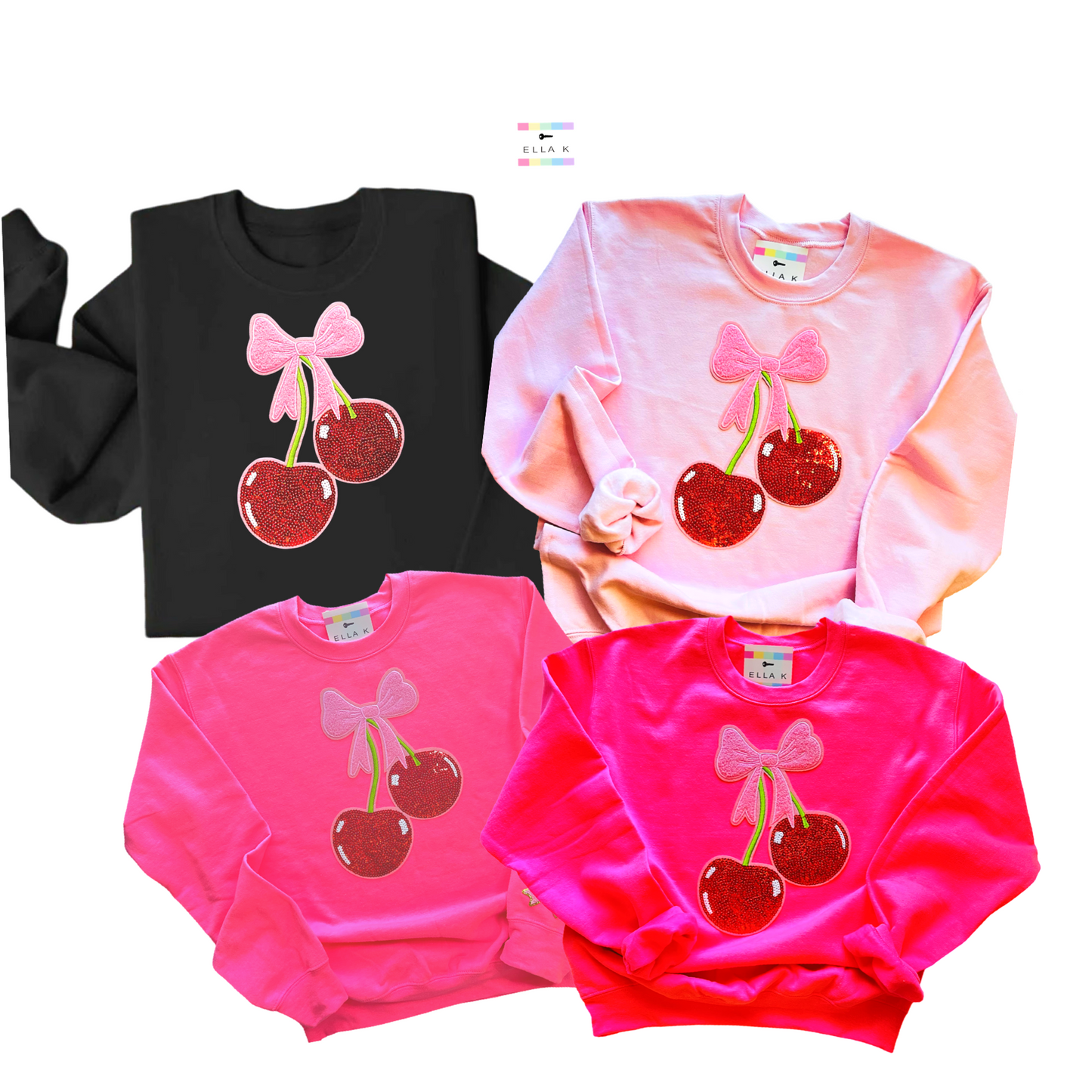 Double Cherry Coquette Bow Custom Color Pullover
