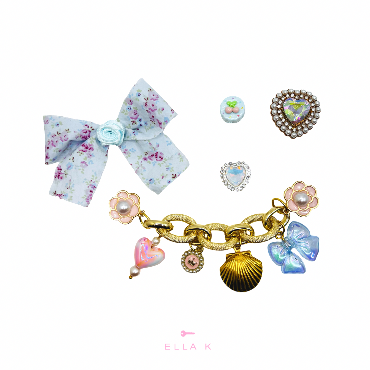 Blue Summer Floral Fancies / Clog Style Shoe Charms