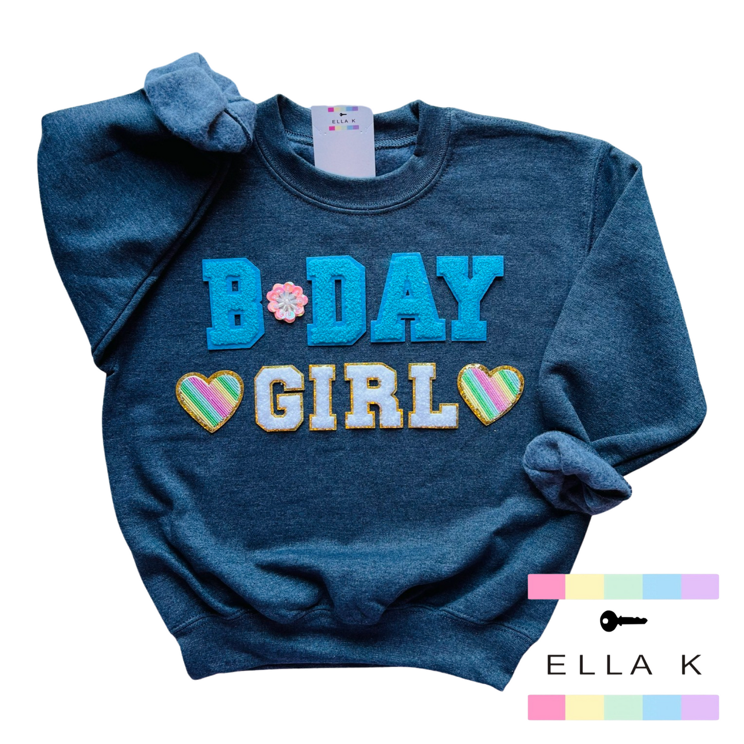 Mini Kids Berry Blue B-Day Girl Sweatshirt