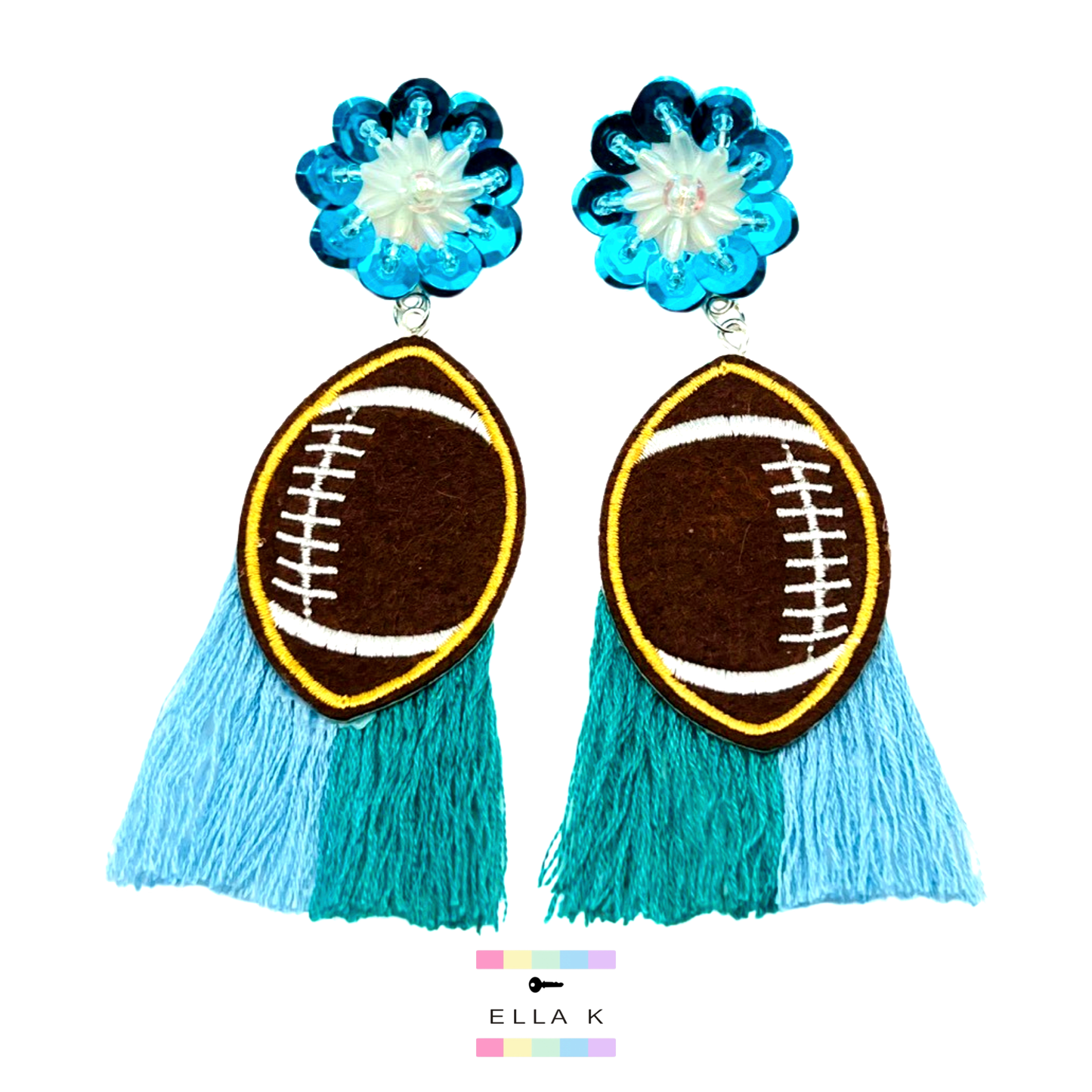 Totally Teal Football Earrings