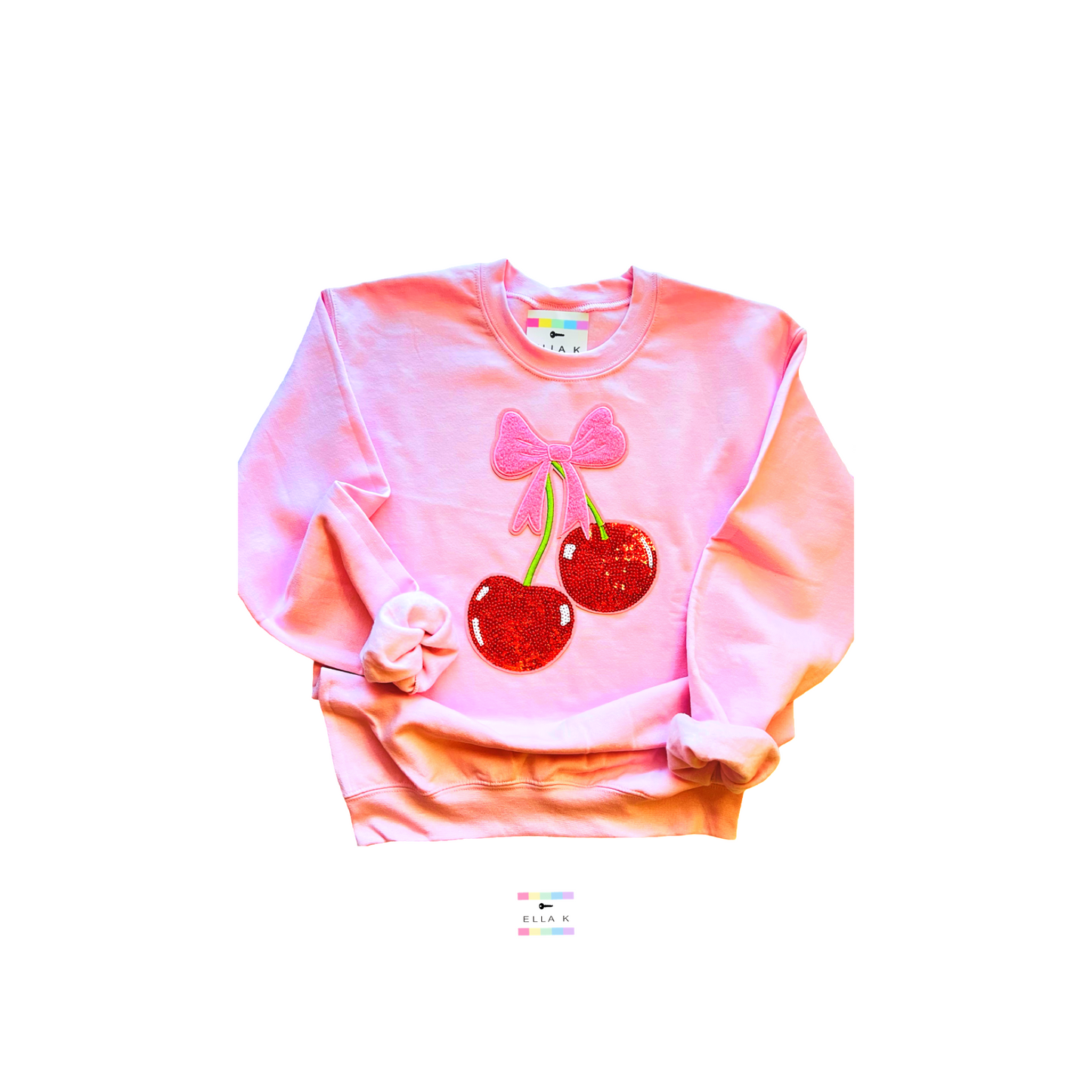 Double Cherry Coquette Bow Custom Color Pullover