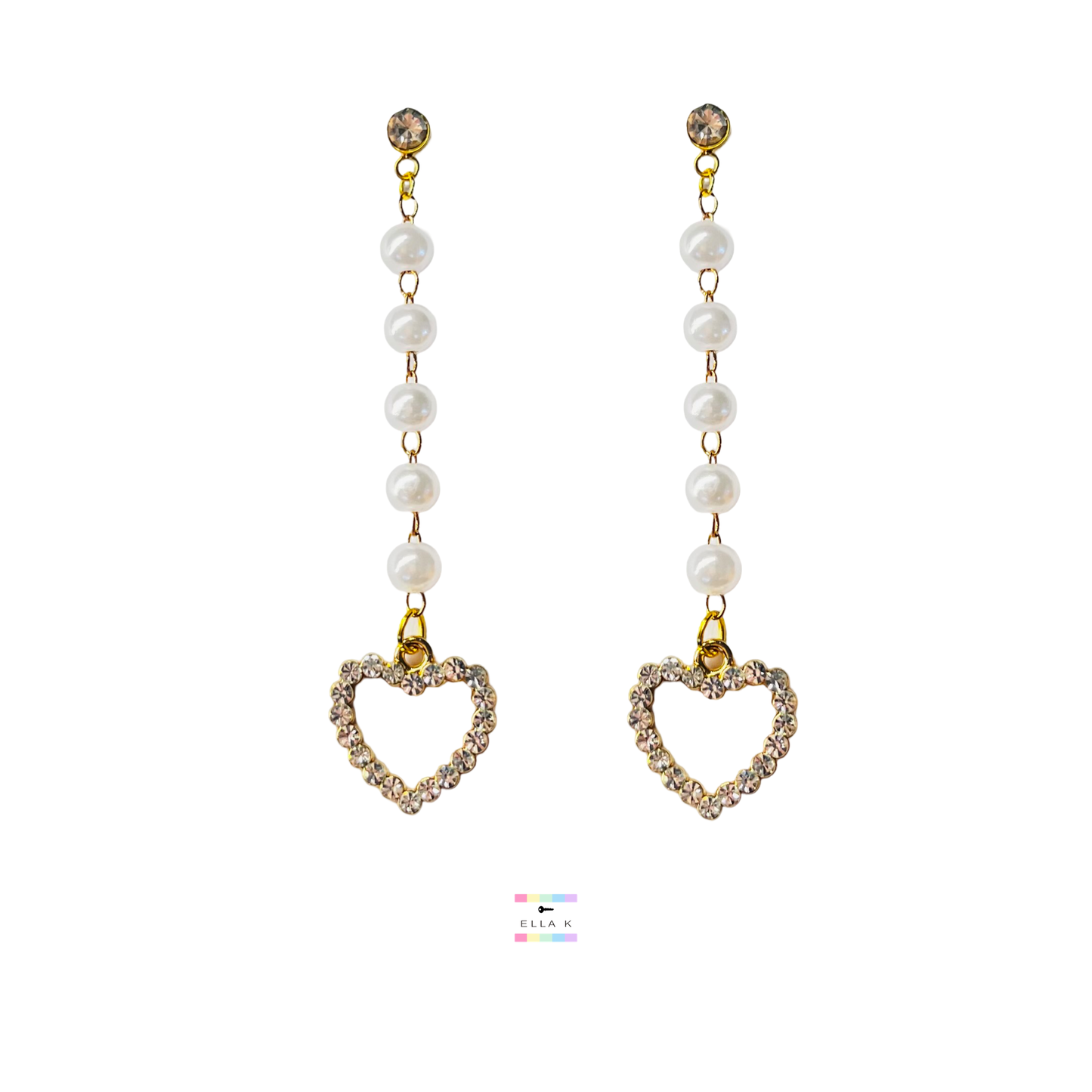 Rhinestone Heart Dangle Earrings