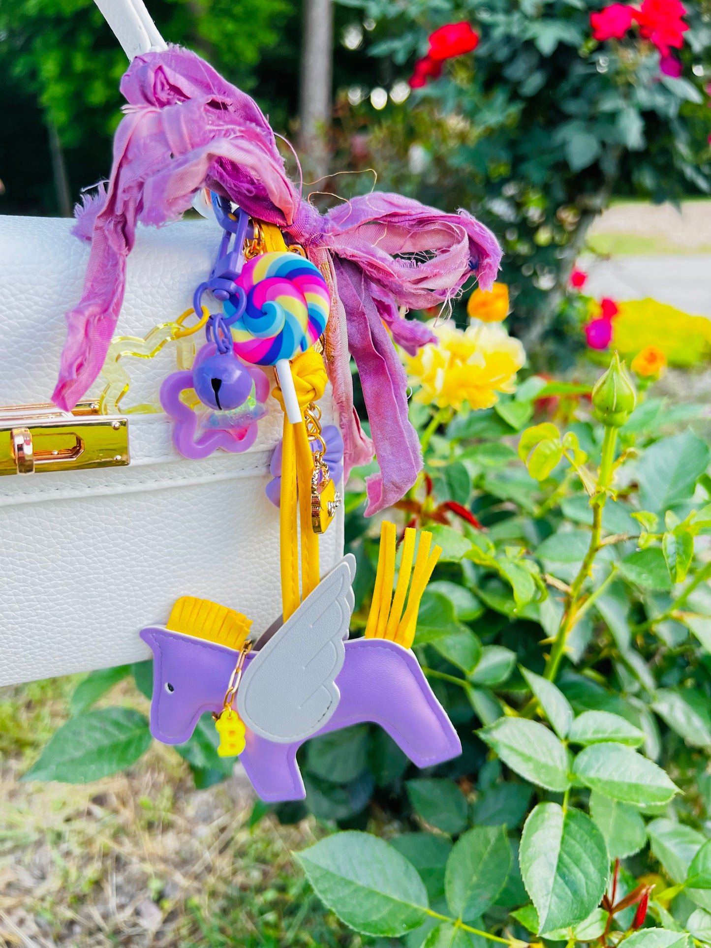 Flying Pony Lilac Love Bag Charm