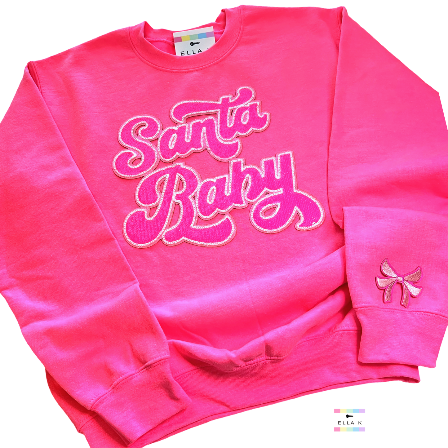 Pink Sequin Santa Baby Christmas Pullover