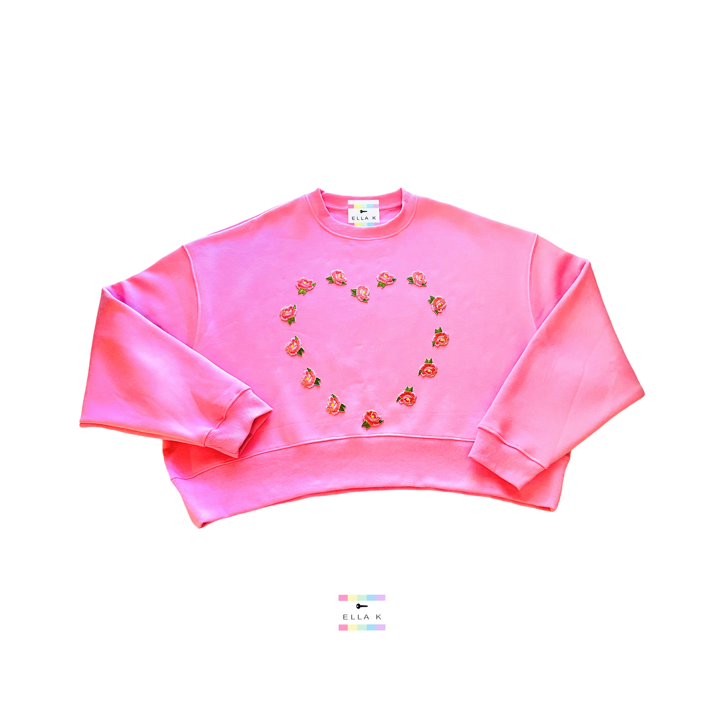 Love In Bloom V-Day Cropped Pink Pullover