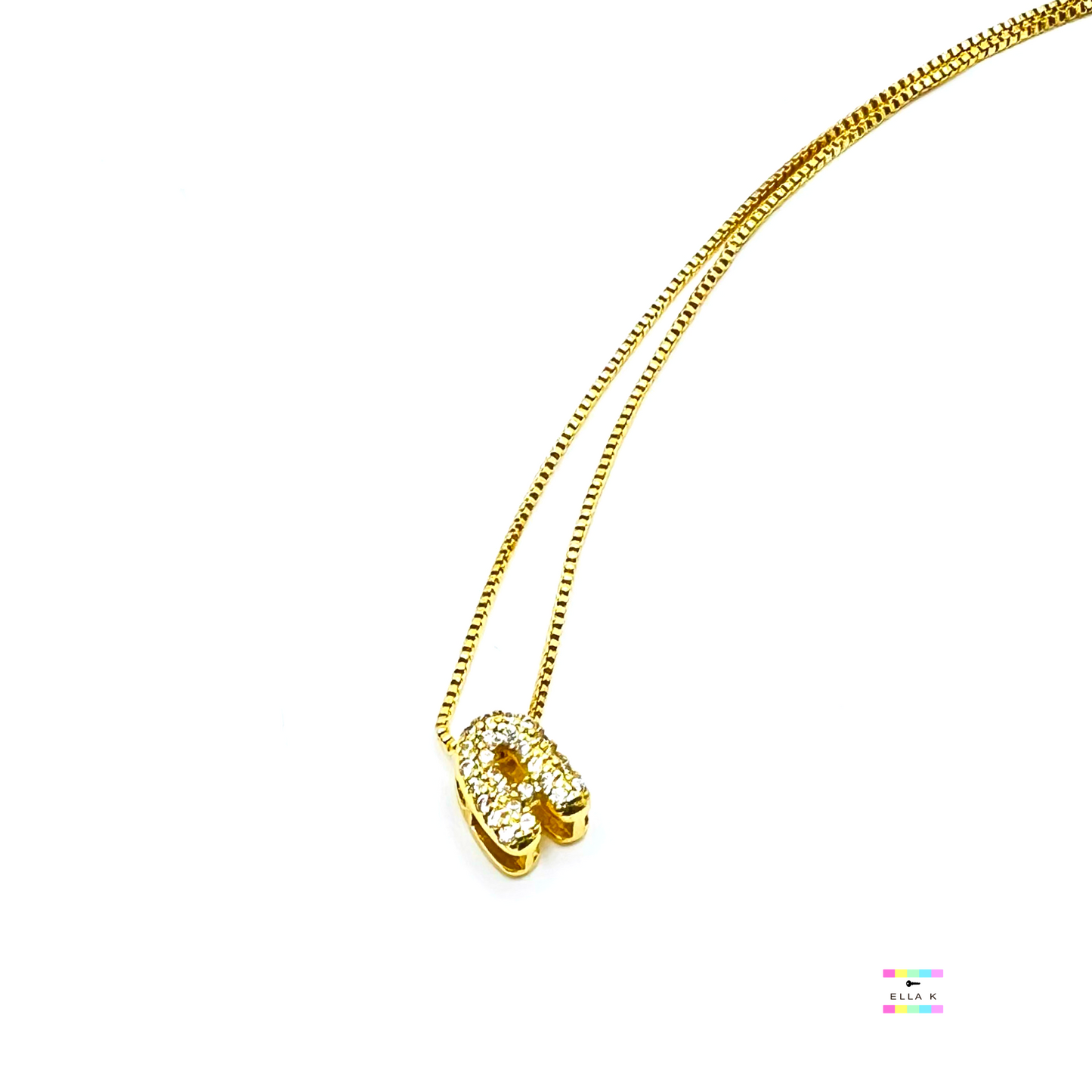Bubble Letter Mini Pave Initial Necklace