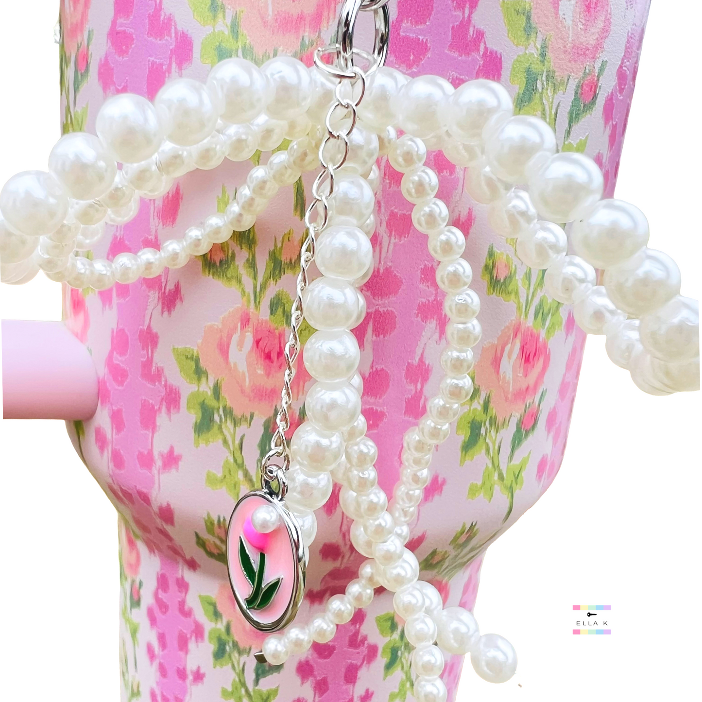 Faux Pearl Coquette Bow Tulip Cup Charm