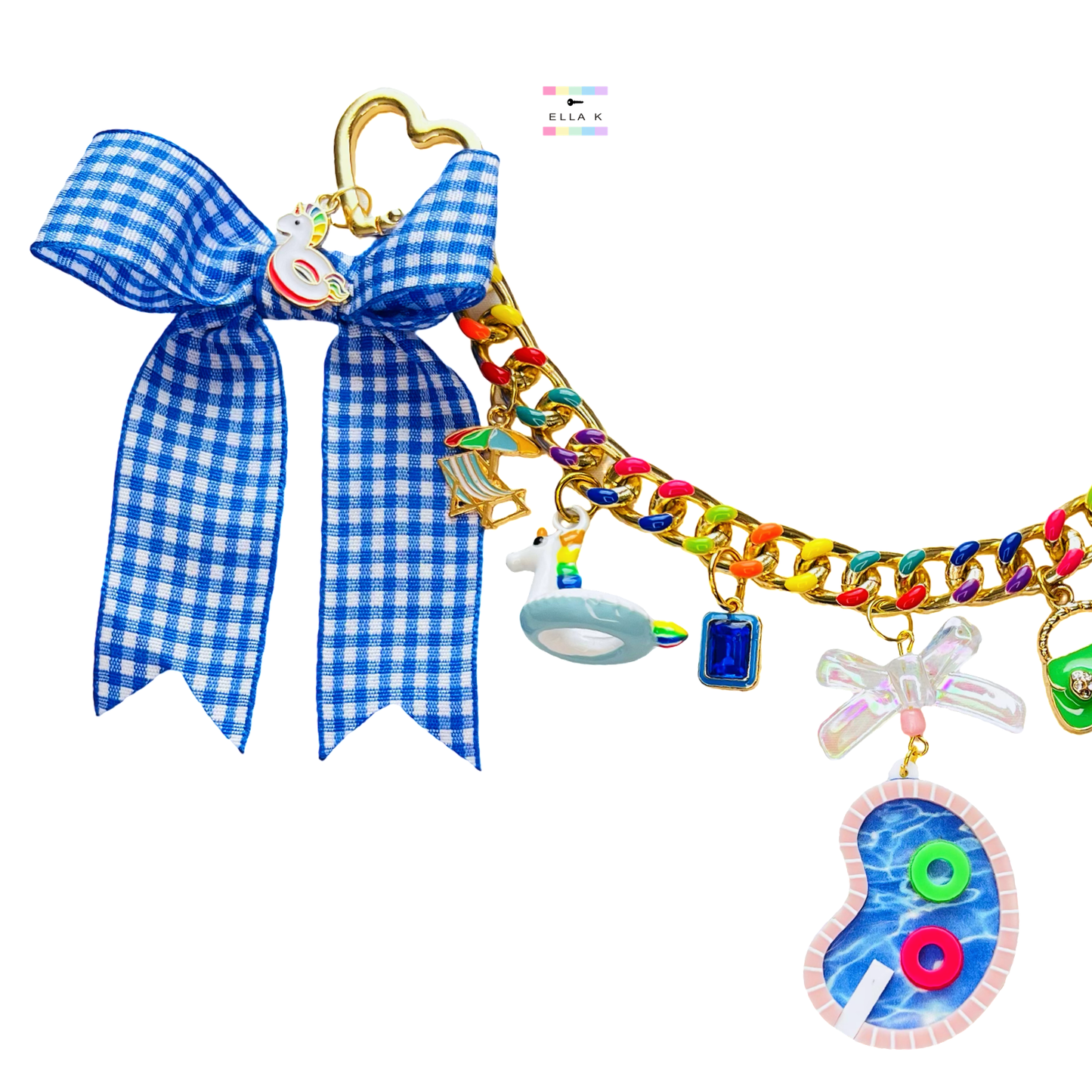 Coquette Gingham Swim Club Bag Charm