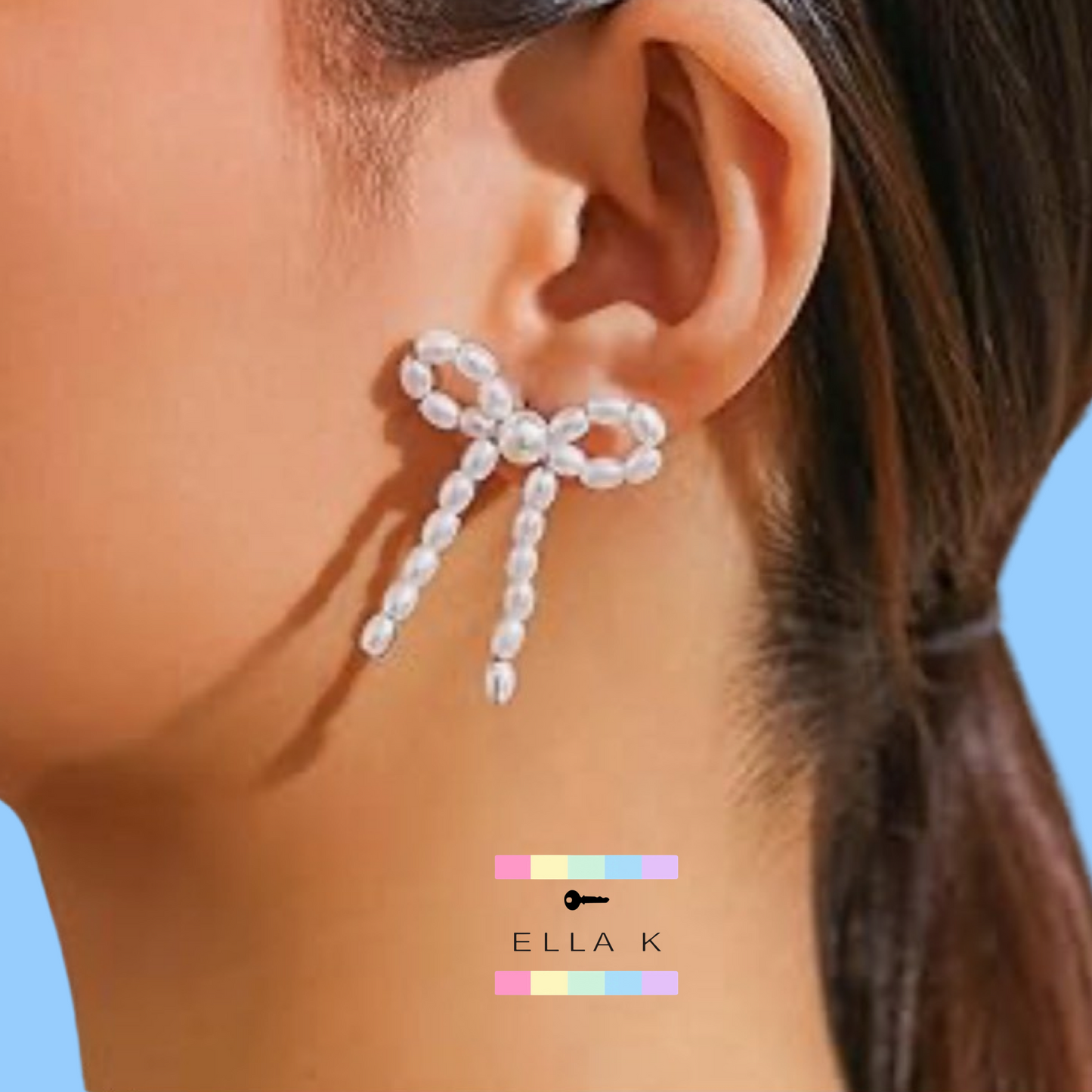 Petite Pearl Bow Stud Earrings