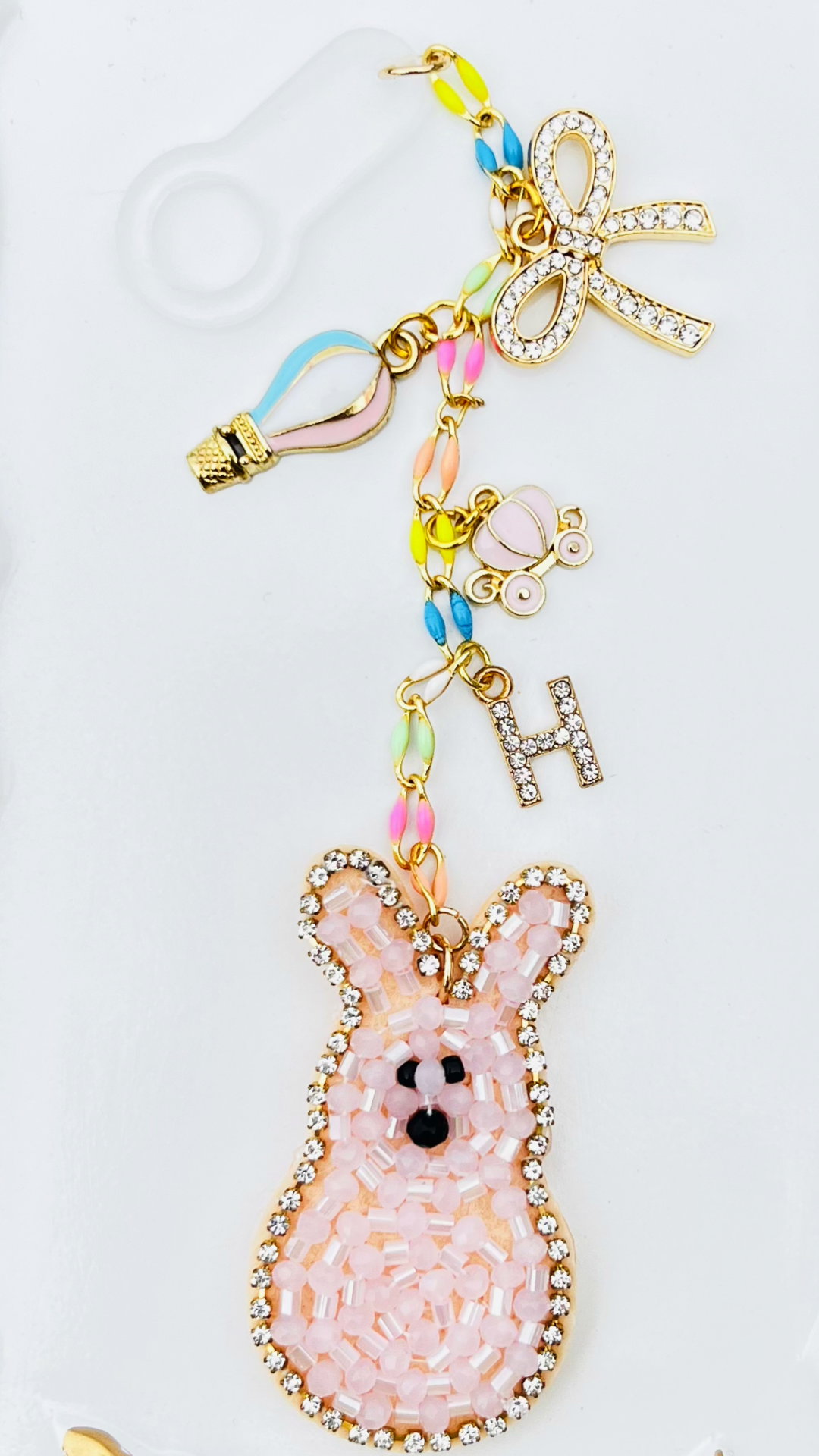 Beaded Bunny Rhinestone Custom Initial Cup Charm