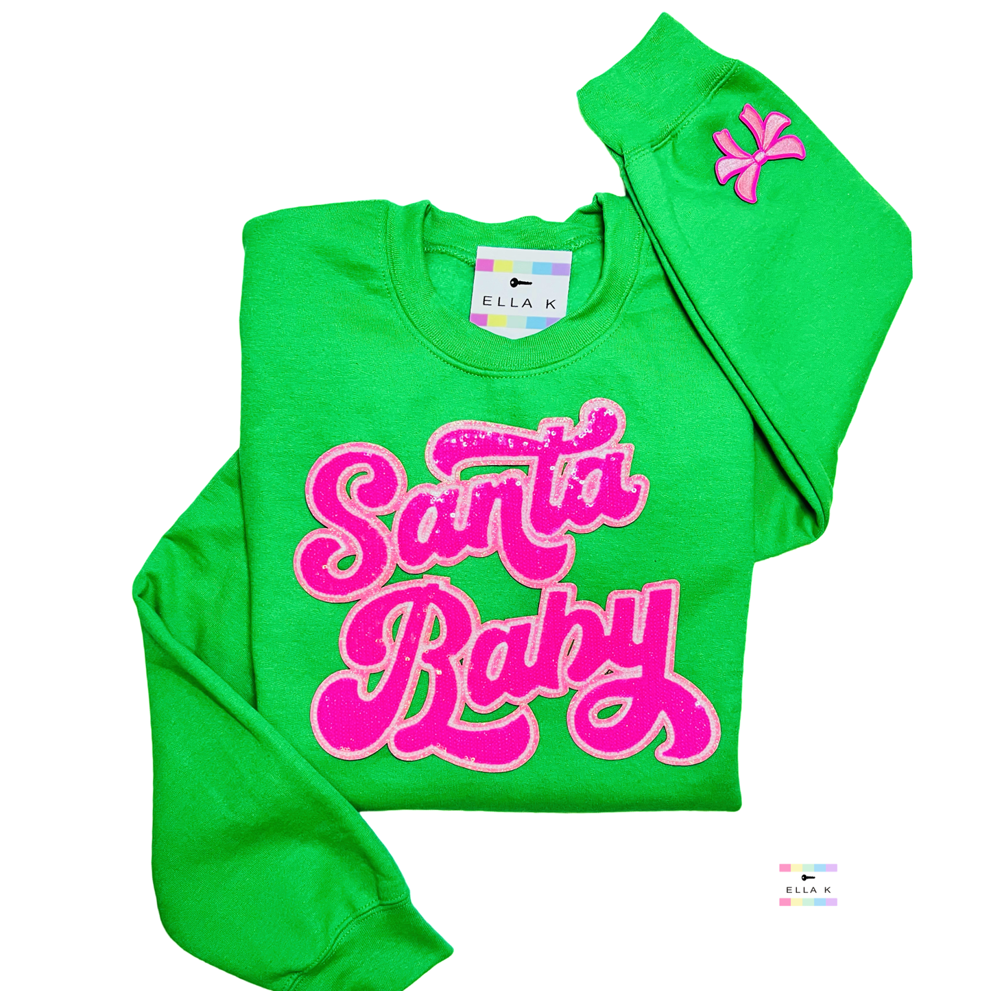 Pink Sequin Santa Baby Christmas Pullover
