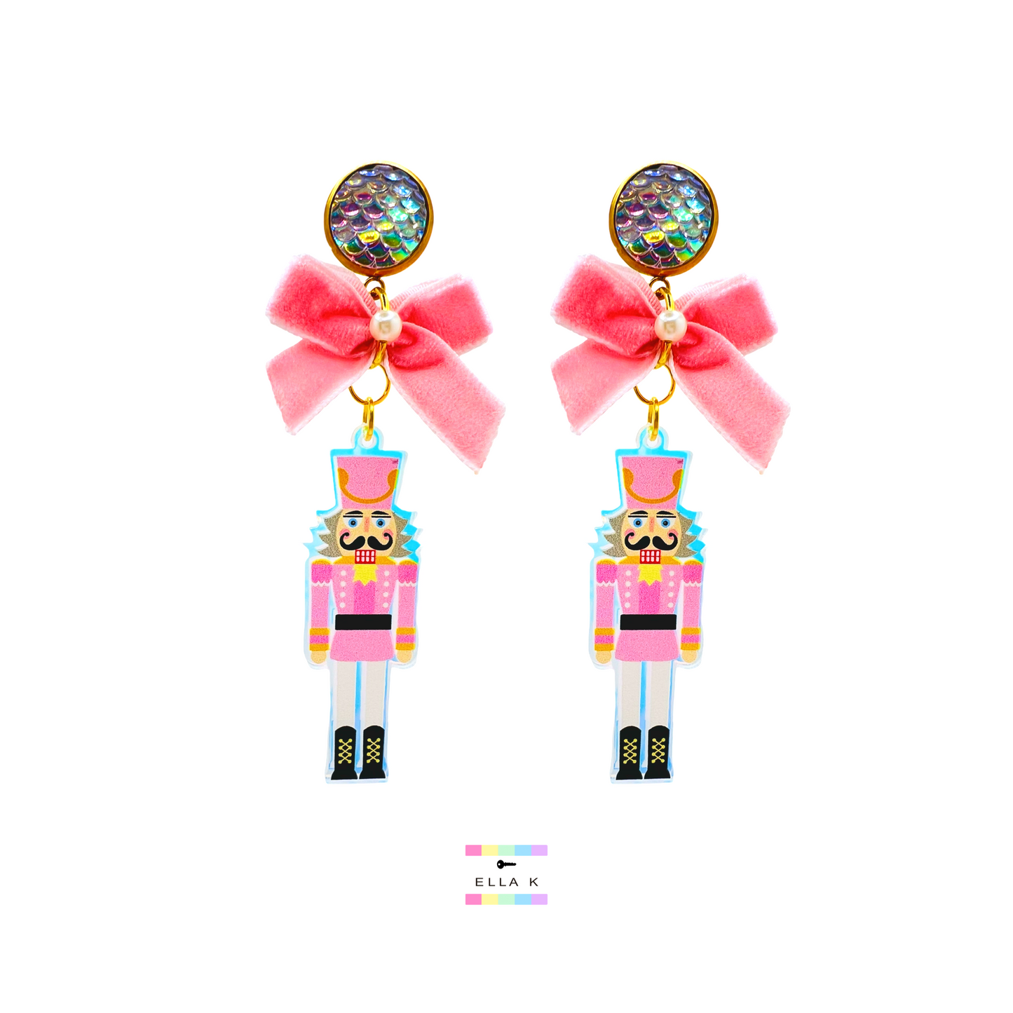 Pastel Pink Iridescent Soldier Earrings