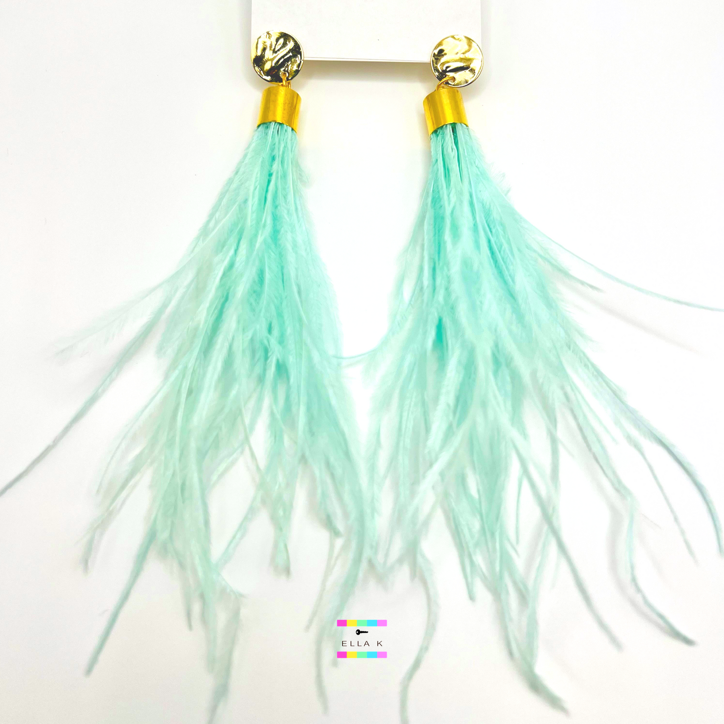 Sea Foam Mint Feather Earrings