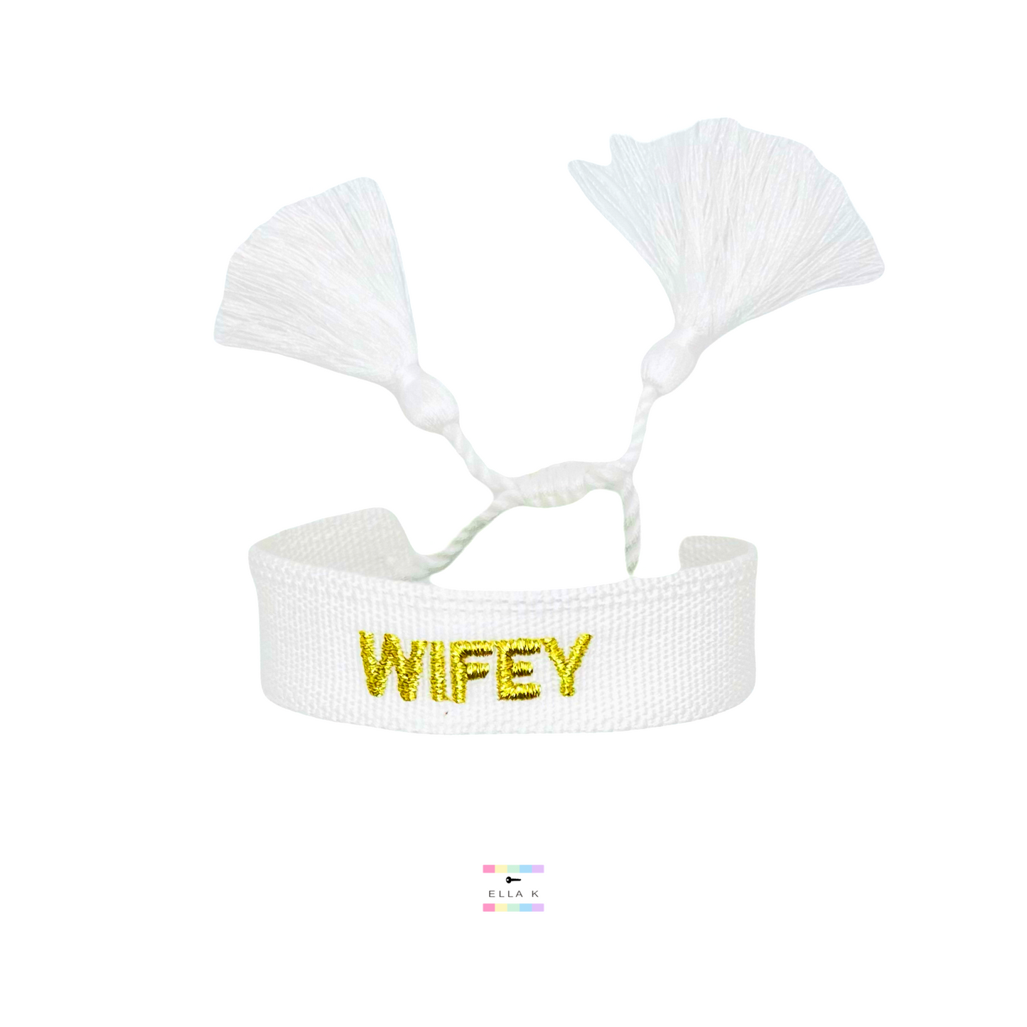 Wifey Woven Tassel Bracelet