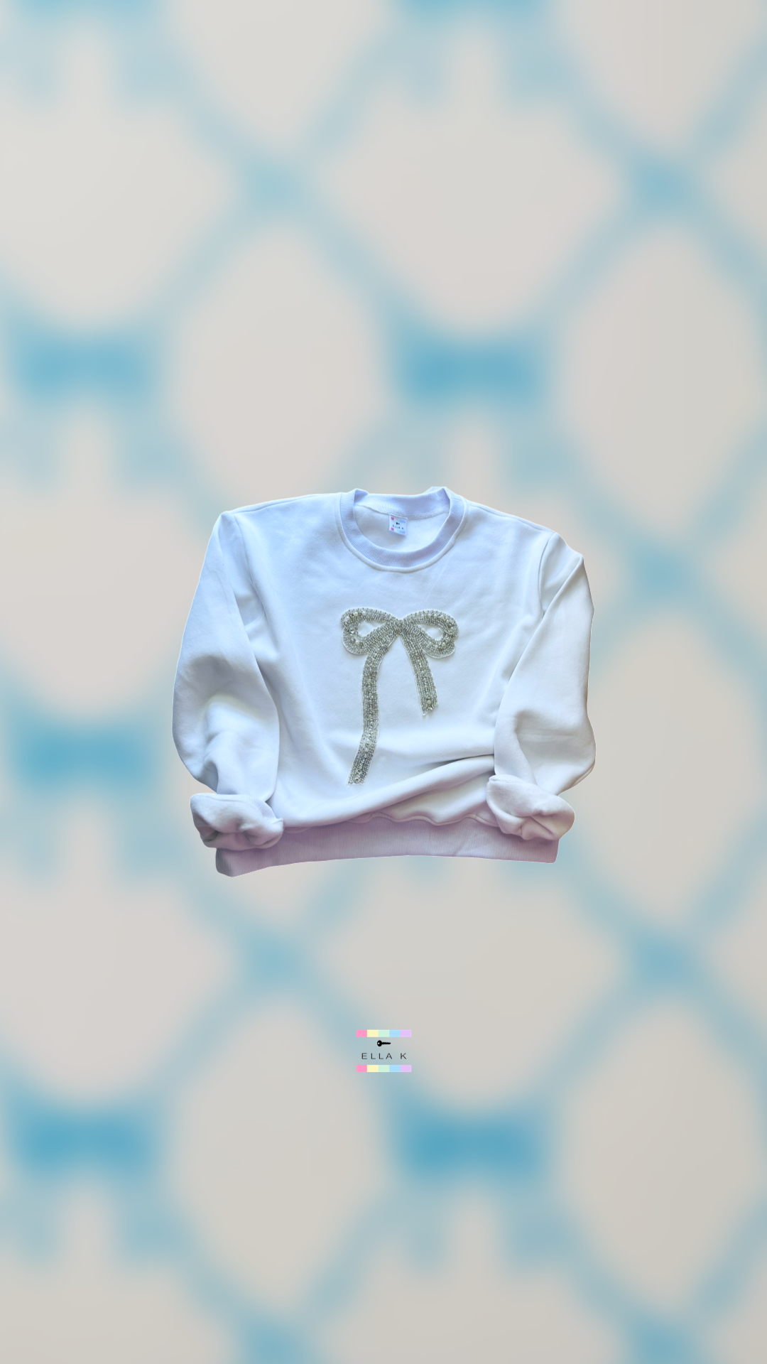 Rhinestone & Pearl Embellished Coquette Bow Pullover