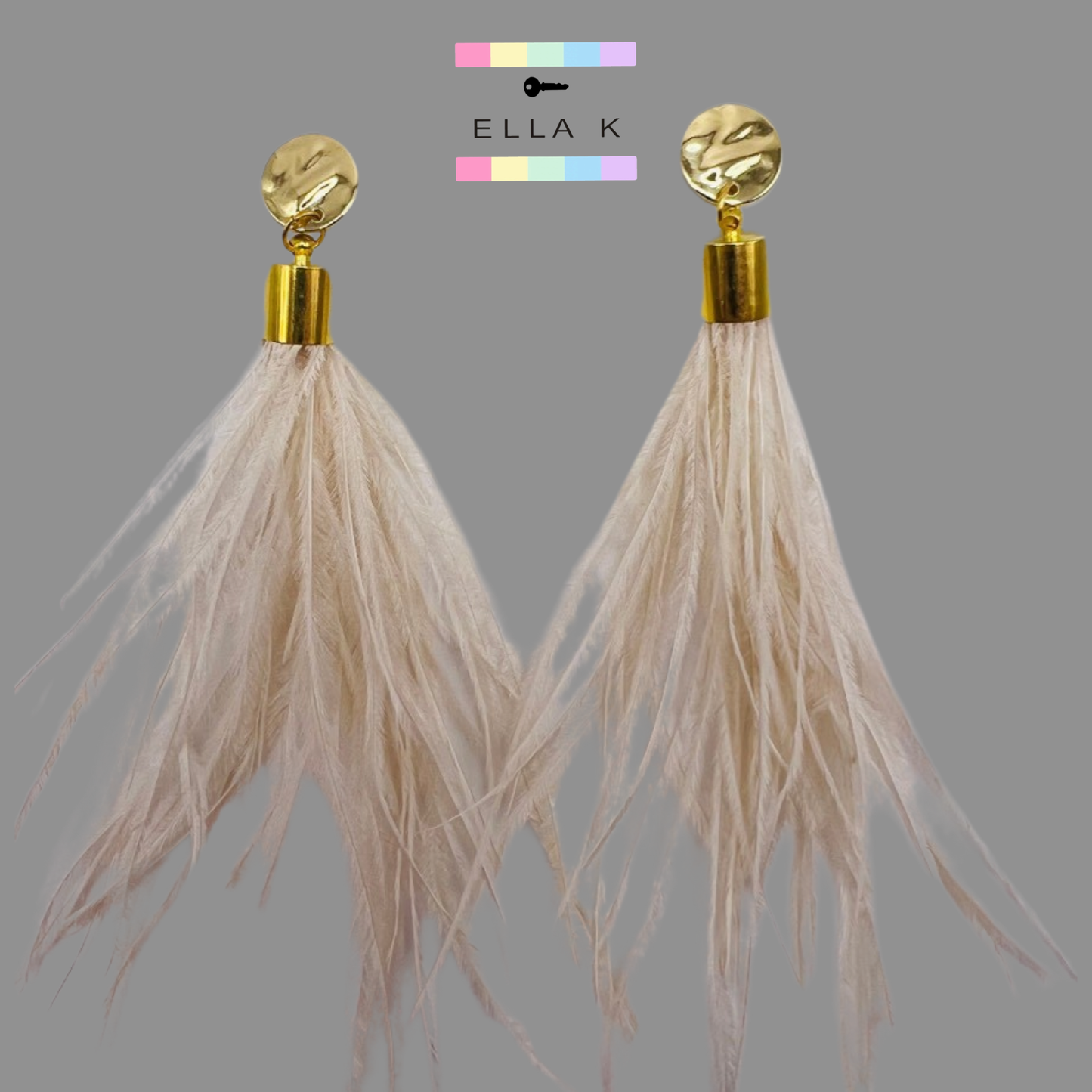 Feather Earrings - Cream