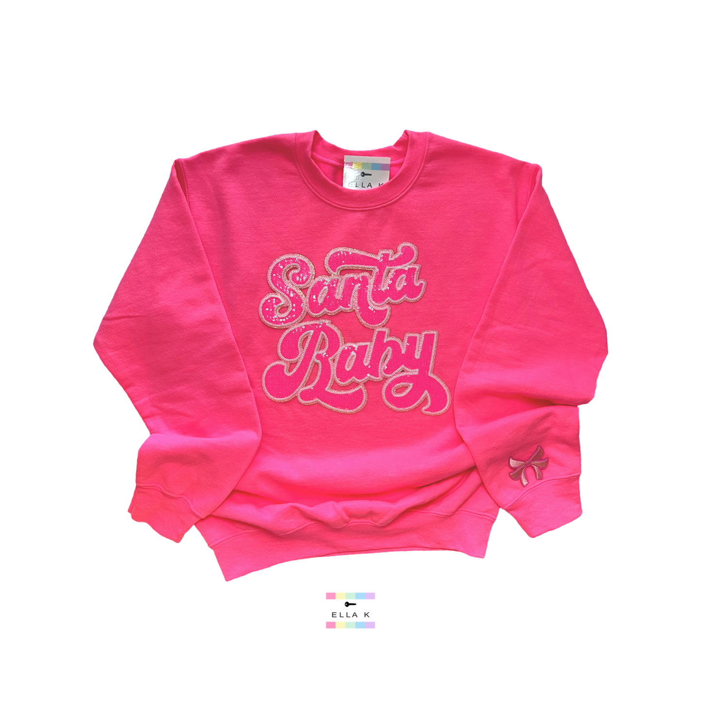 Pink Sequin Santa Baby Christmas Pullover