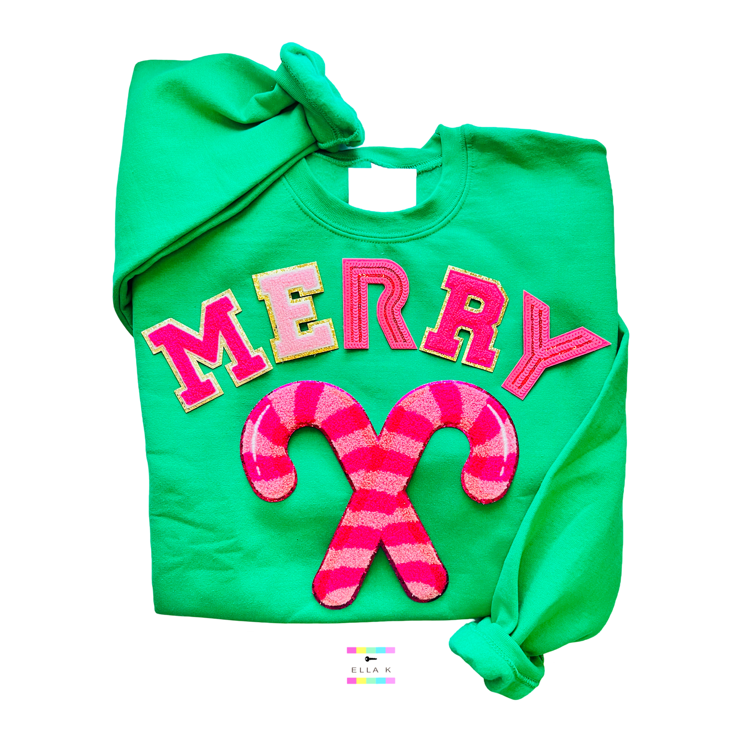 Preppy Pink Candy Cane Merry Christmas Sweatshirt