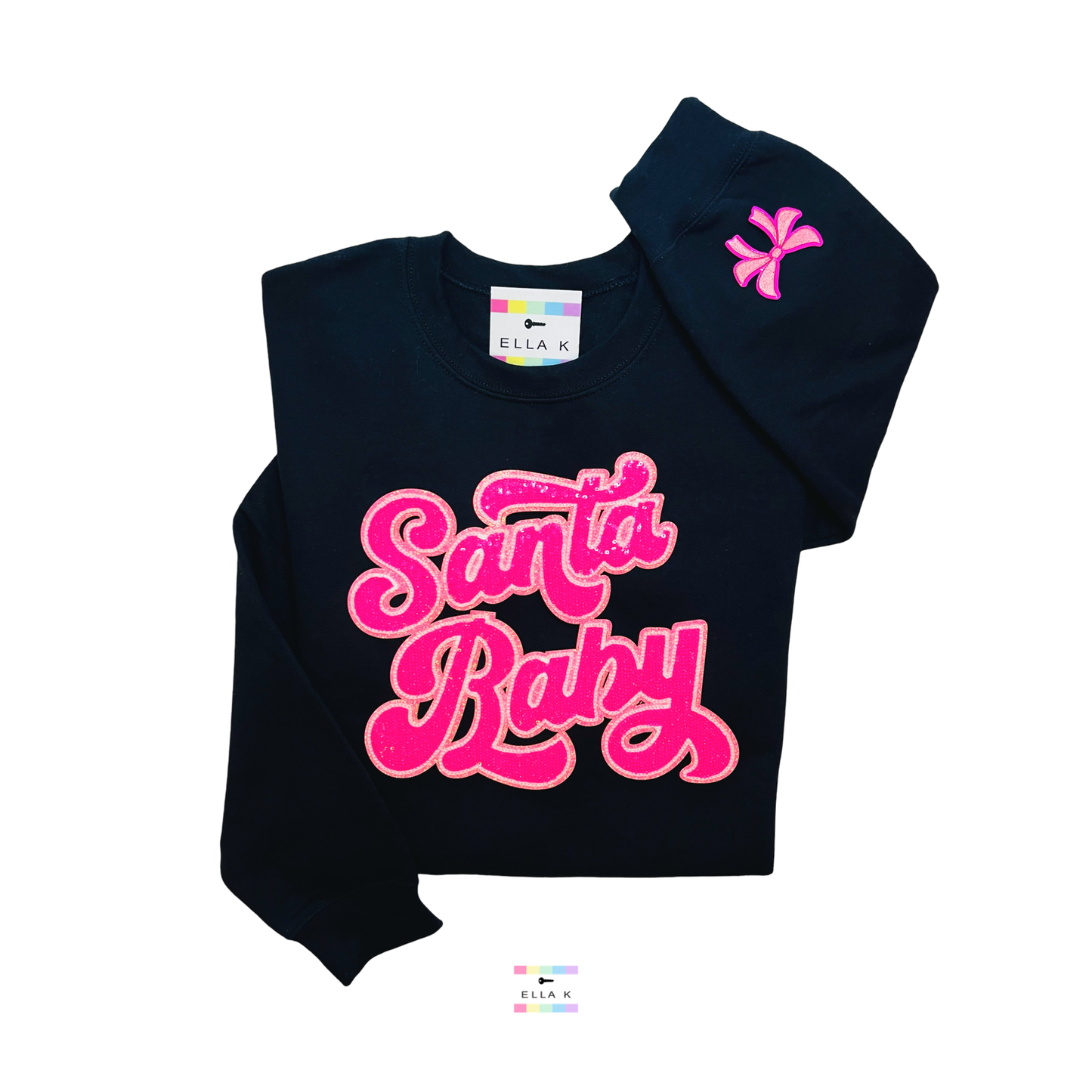 Pink Sequin Santa Baby Christmas Pullover