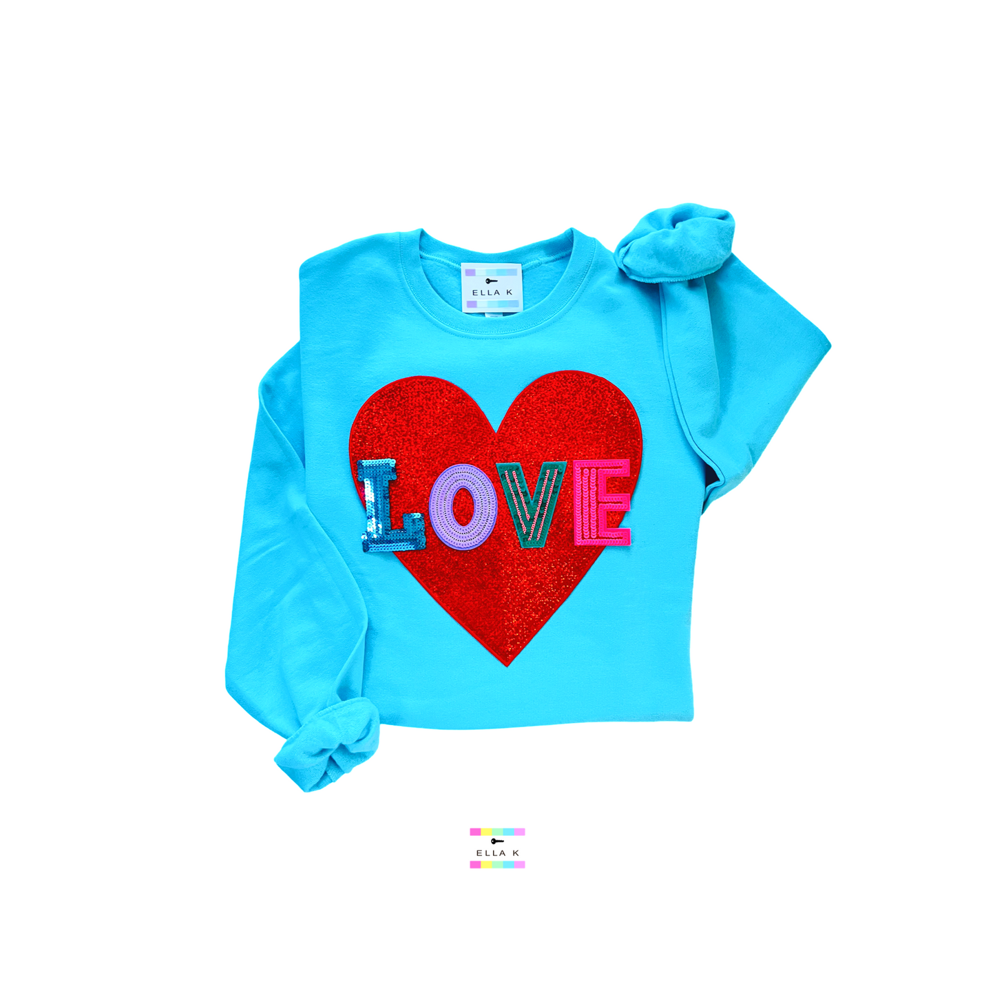 Love Red Heart Scuba Blue Sweatshirt