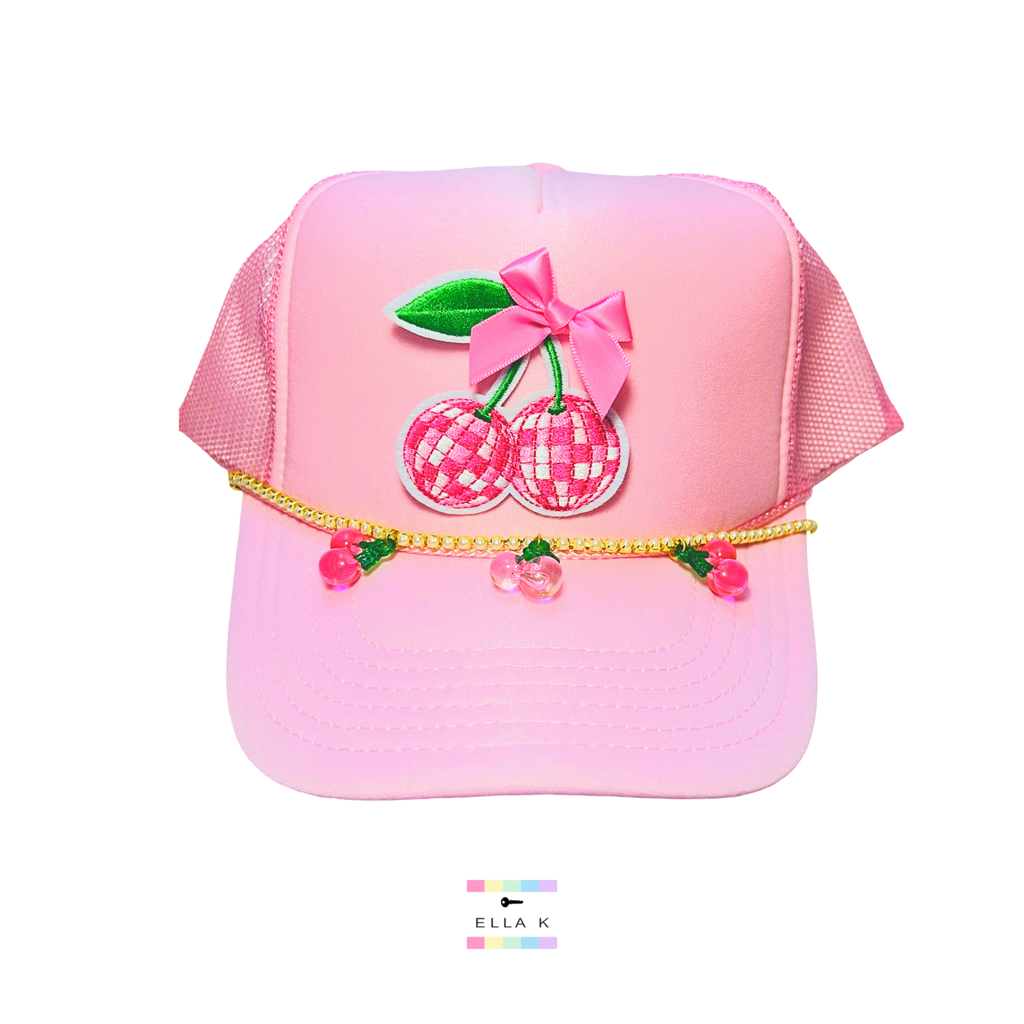 Coquette Bow & Disco Ball Cherry Trucker Hat