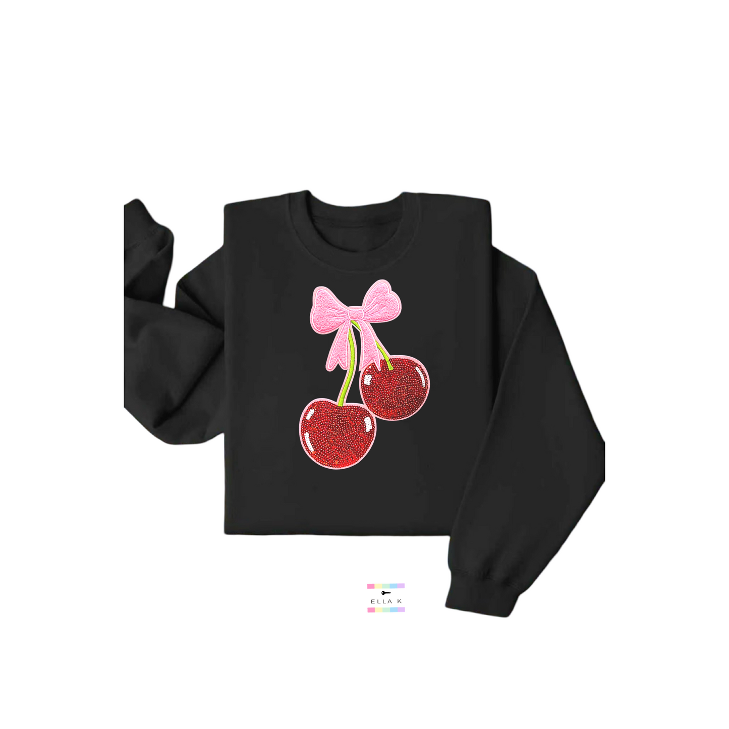 Double Cherry Coquette Bow Custom Color Pullover