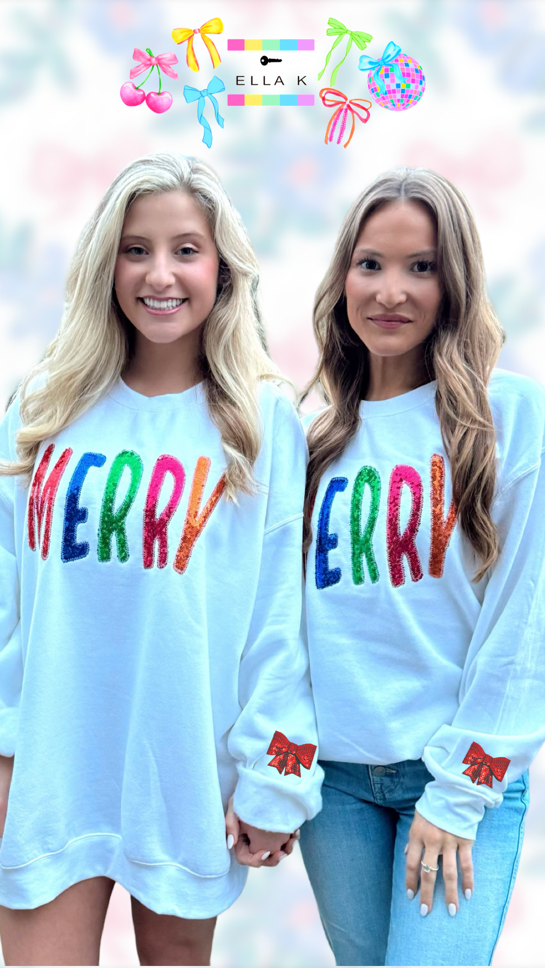 SALE - Sequin Embroidered “MERRY” Sweatshirt