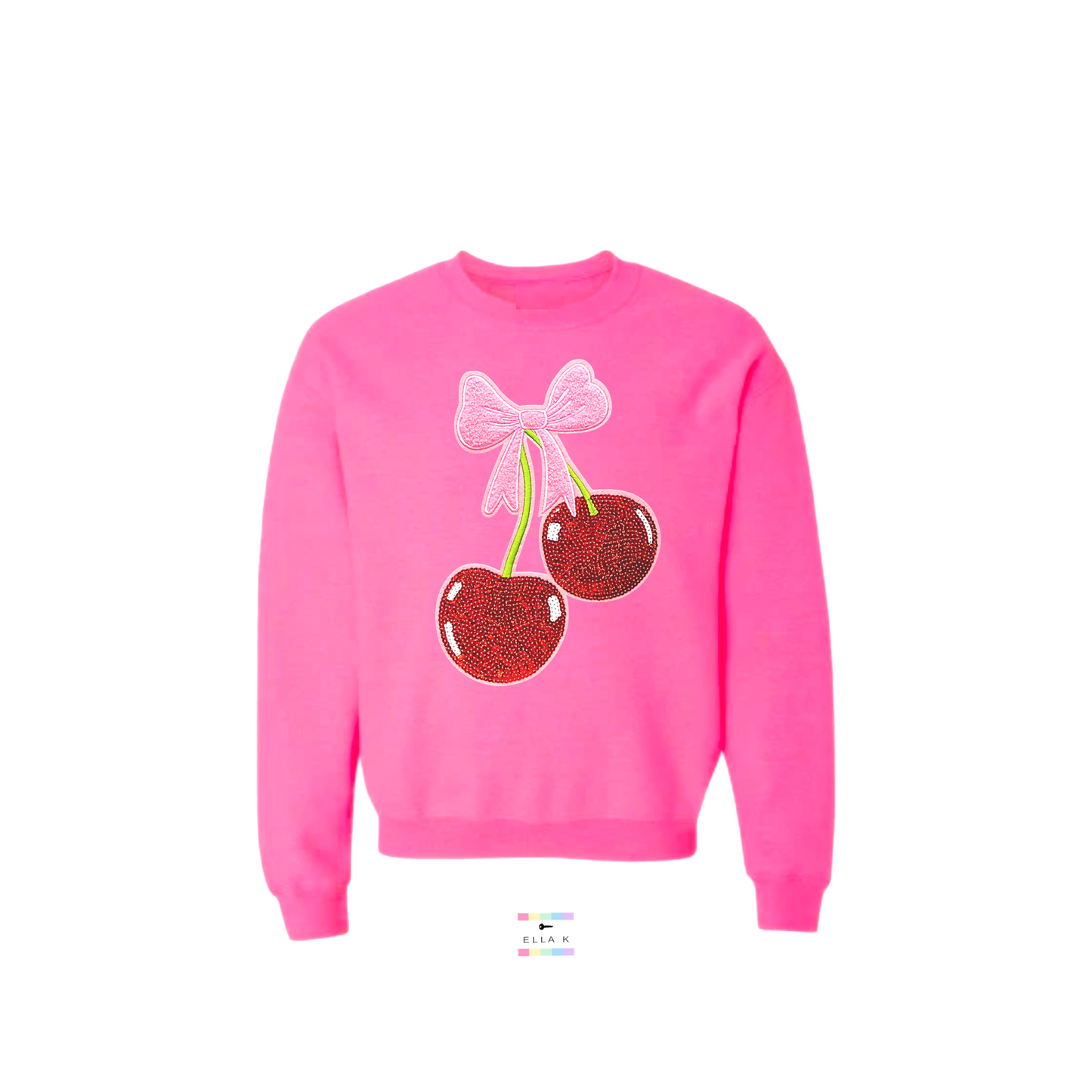 Double Cherry Coquette Bow Custom Color Pullover