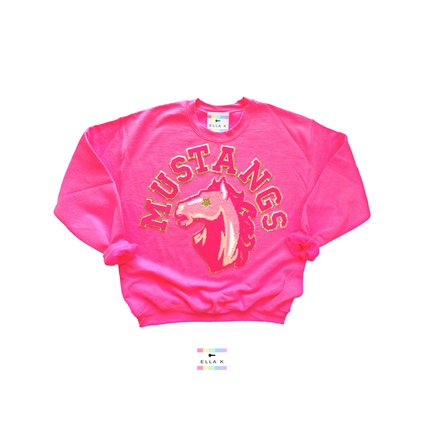 West Jones Mustangs Preppy Pink Varsity Pullover
