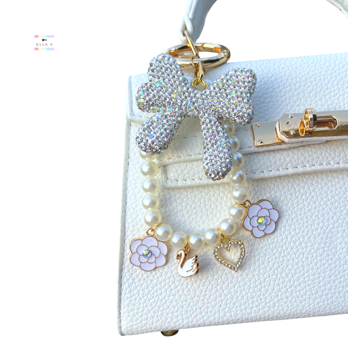 Swan Lake Rhinestone Coquette Bow Bag Charm