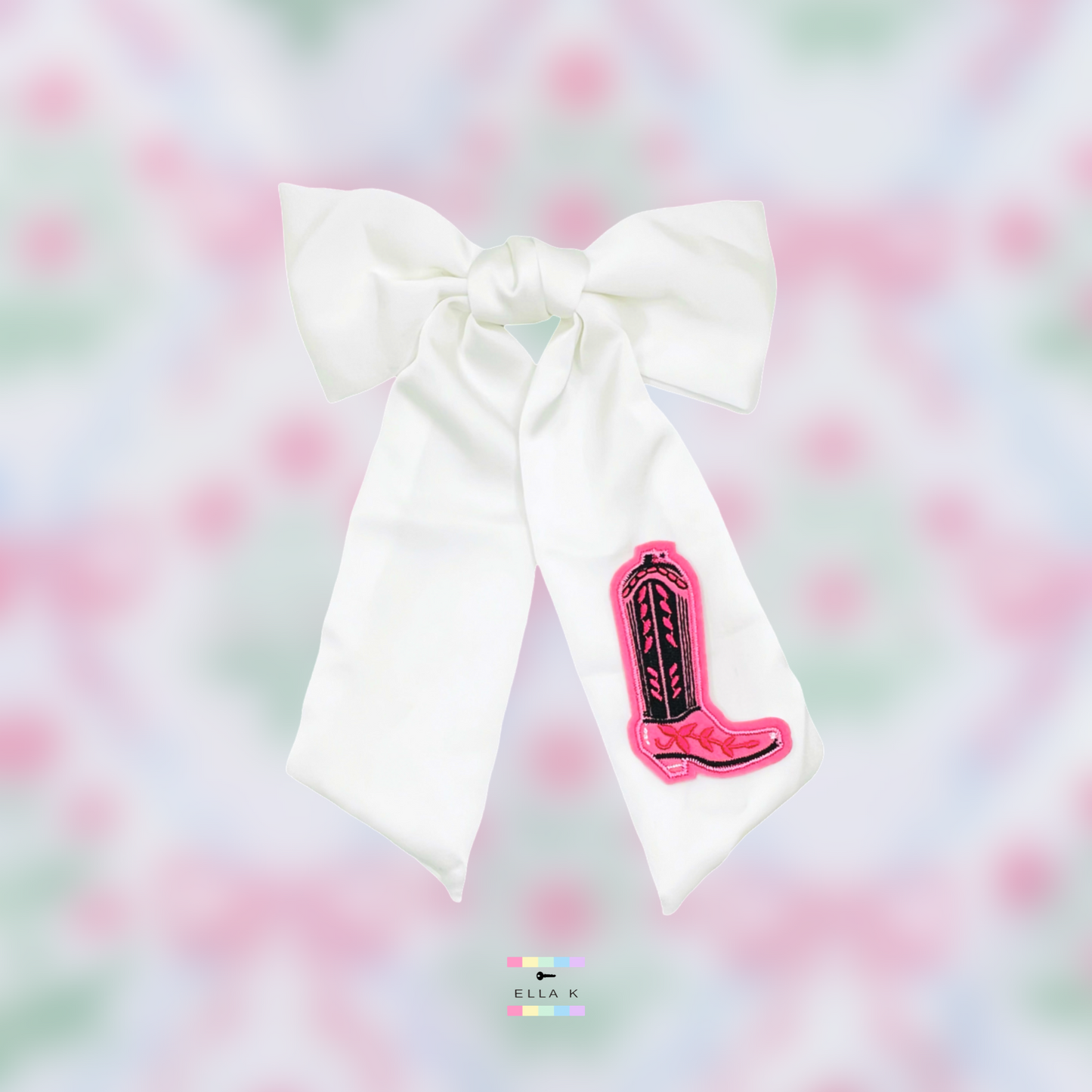 Pink Cowgirl Boot Luxe Satin Hair Bow Barrette