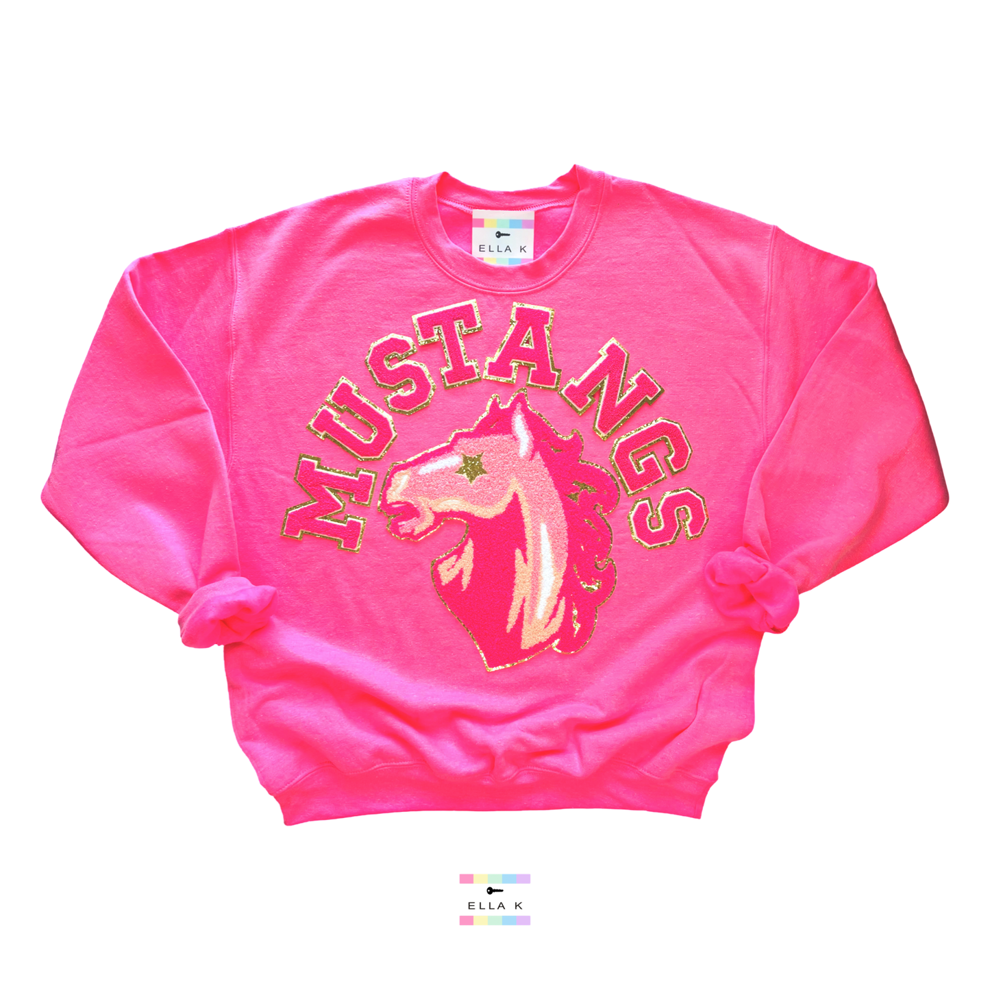 West Jones Mustangs Preppy Pink Varsity Pullover