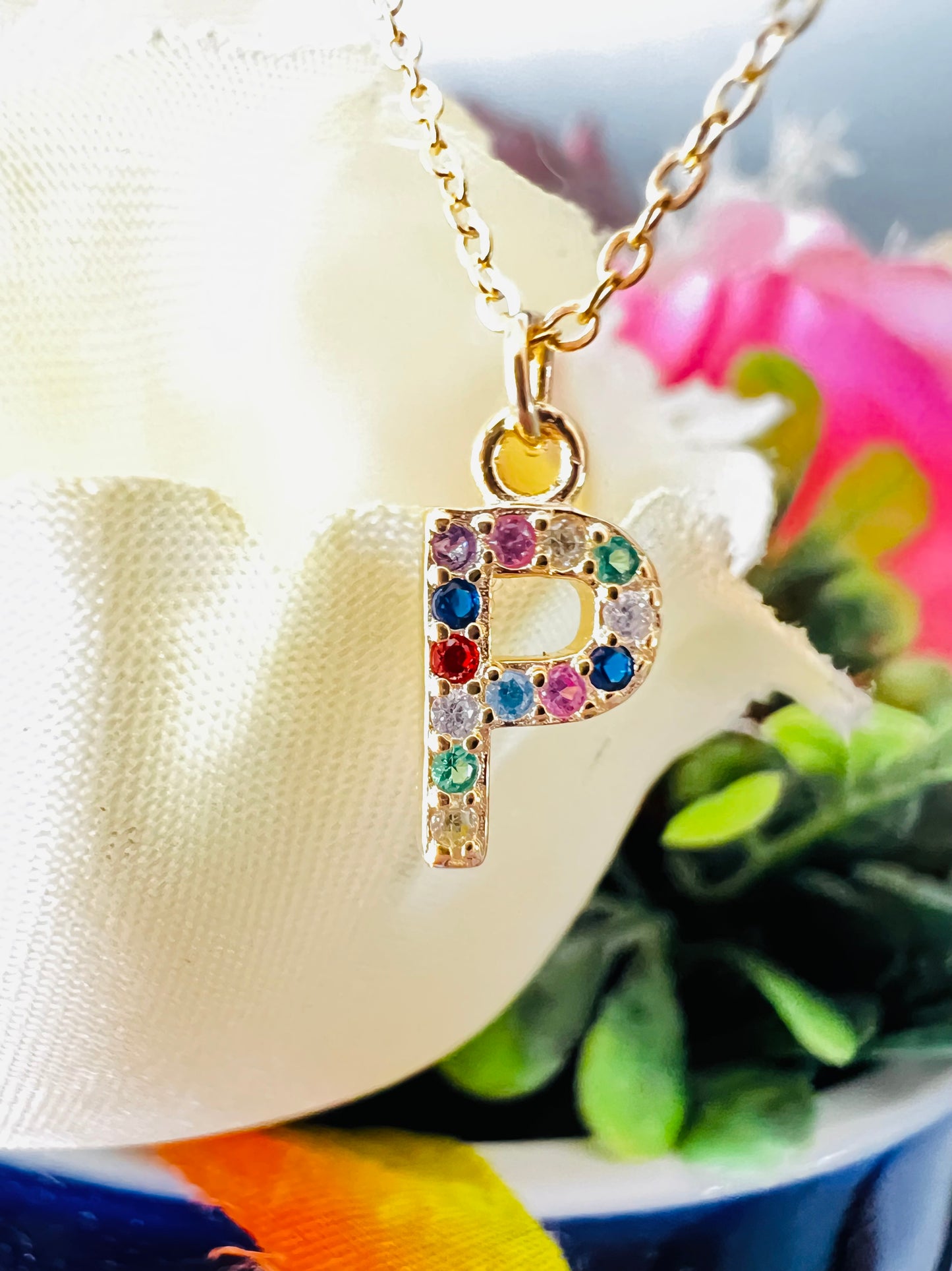 Rainbow Mini Initial Necklace