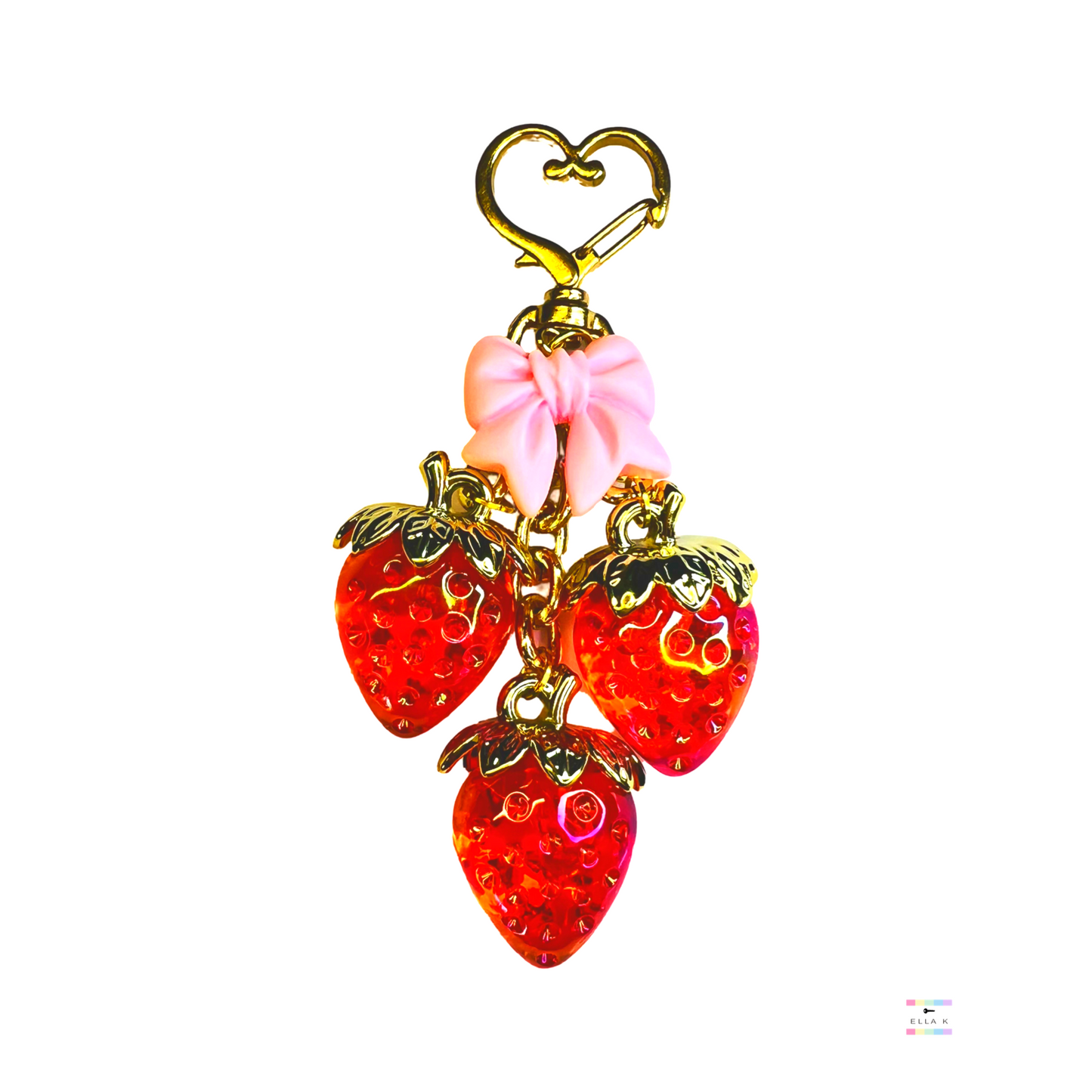 Strawberry Coquette Bow Bag Charm