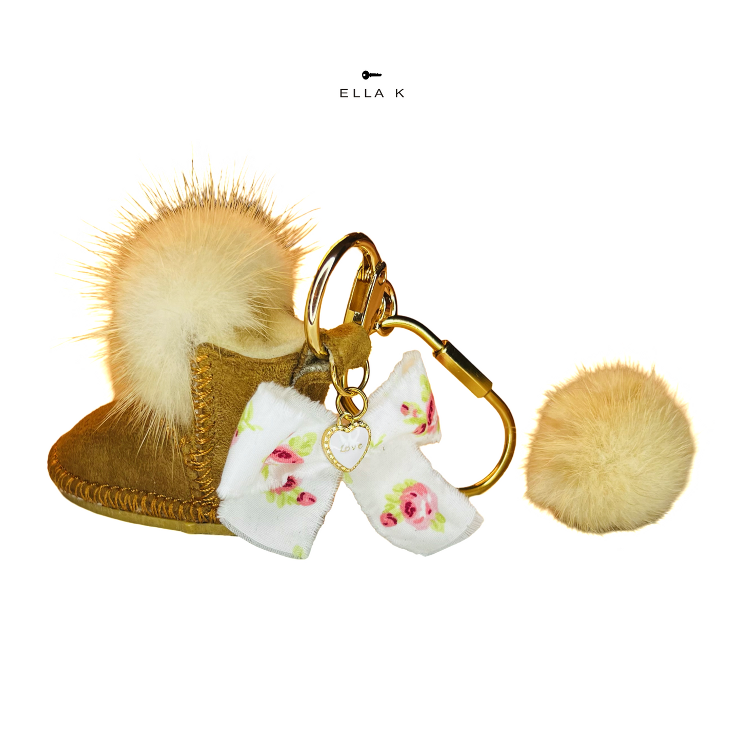 Endless Love Boot Bag Charm / Faux Fur Boot Bag Charm